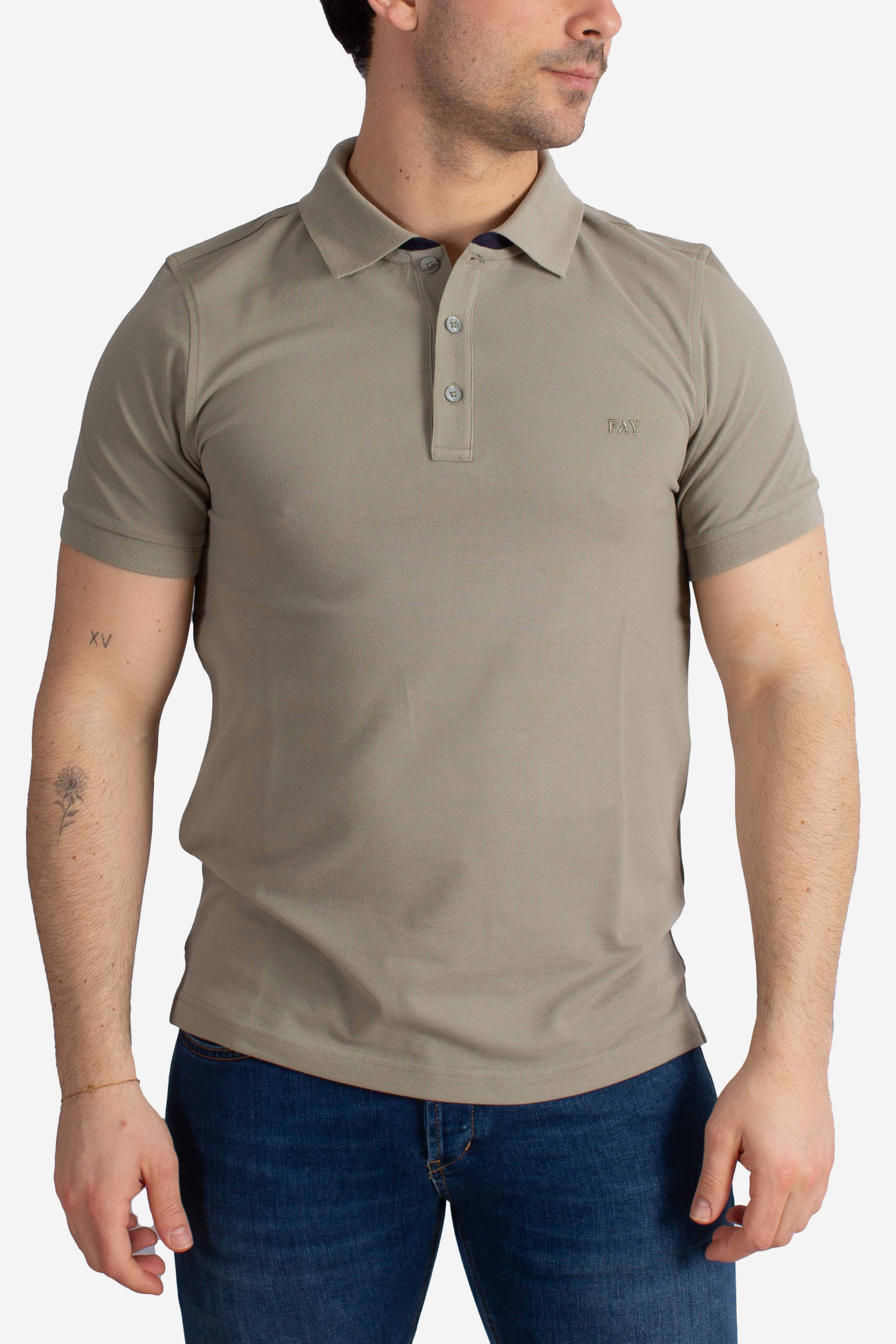 Polo Slim Fit in Piquet Stretch verde