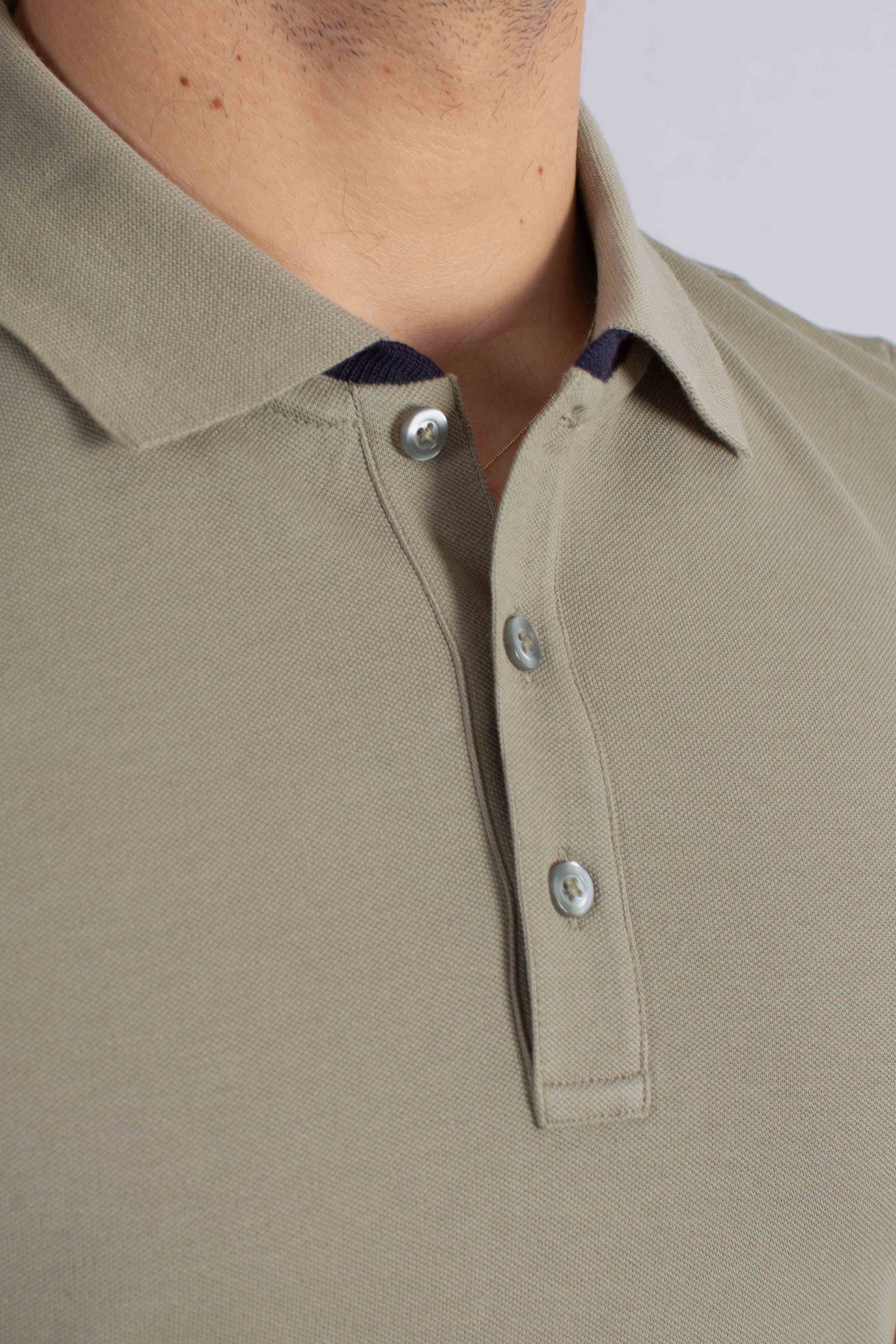 Polo Slim Fit in Piquet Stretch verde