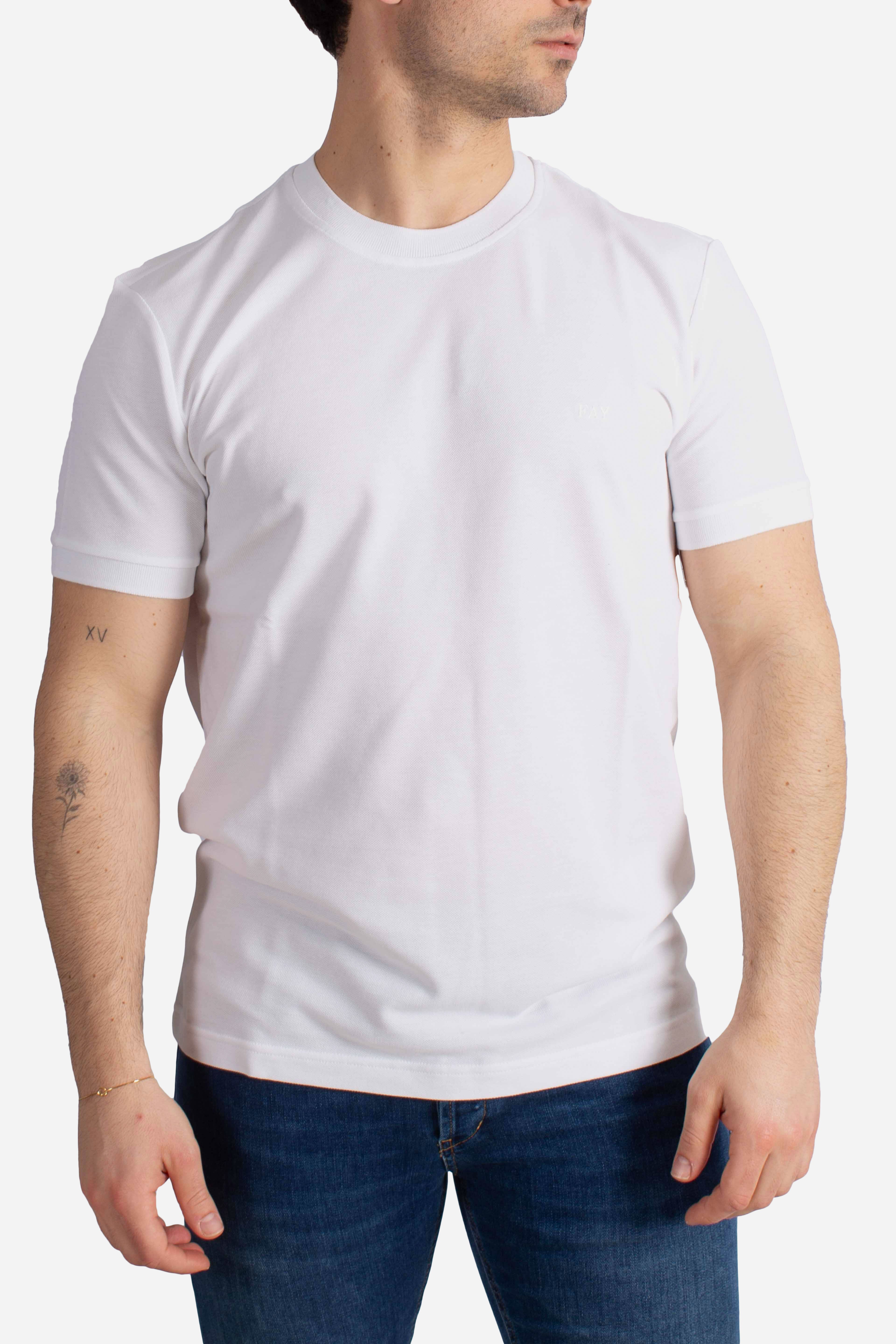 T-shirt Comfort Fit in Piquet di Cotone white