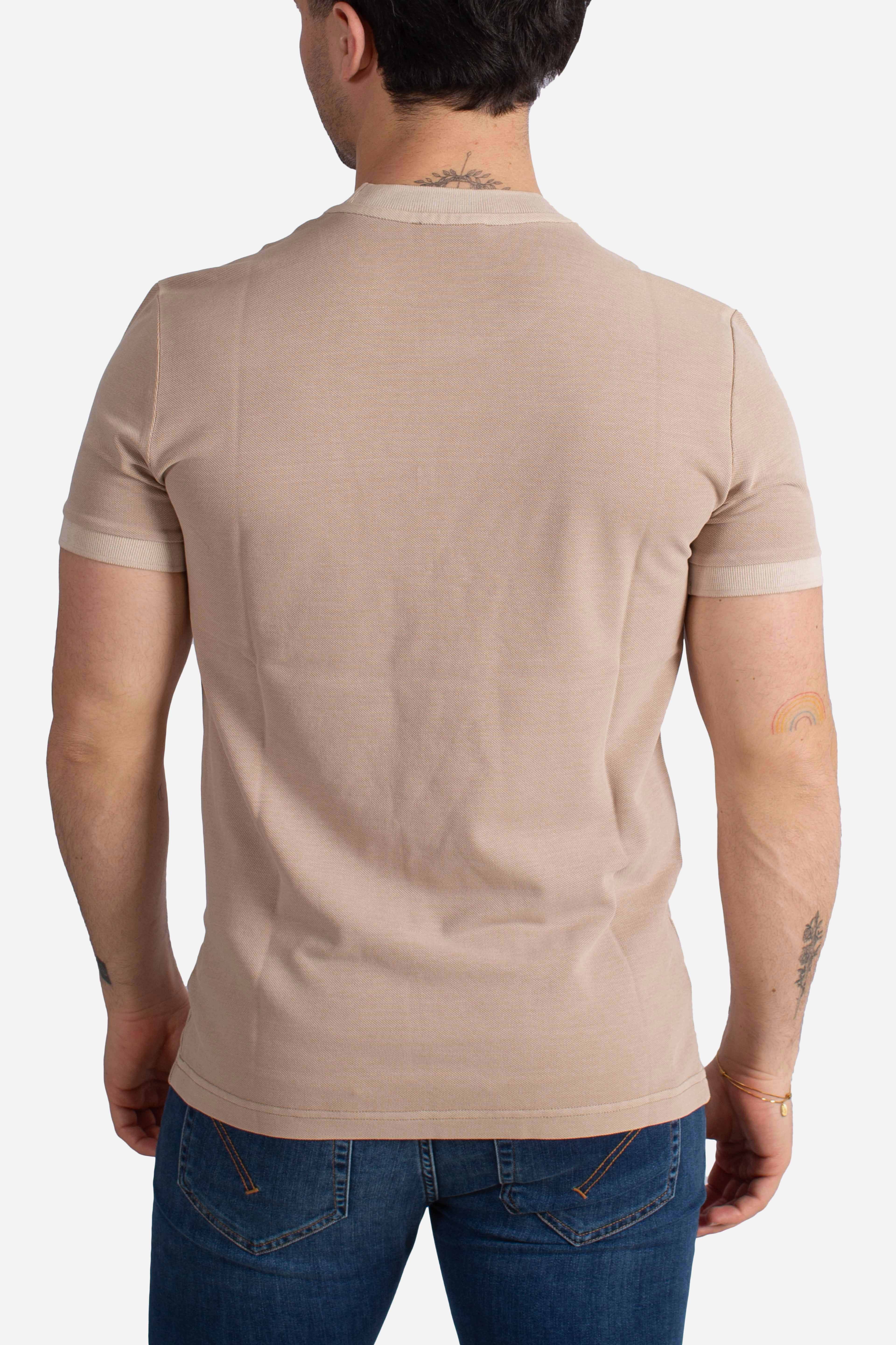 T-shirt Comfort Fit in Piquet di Cotone beige