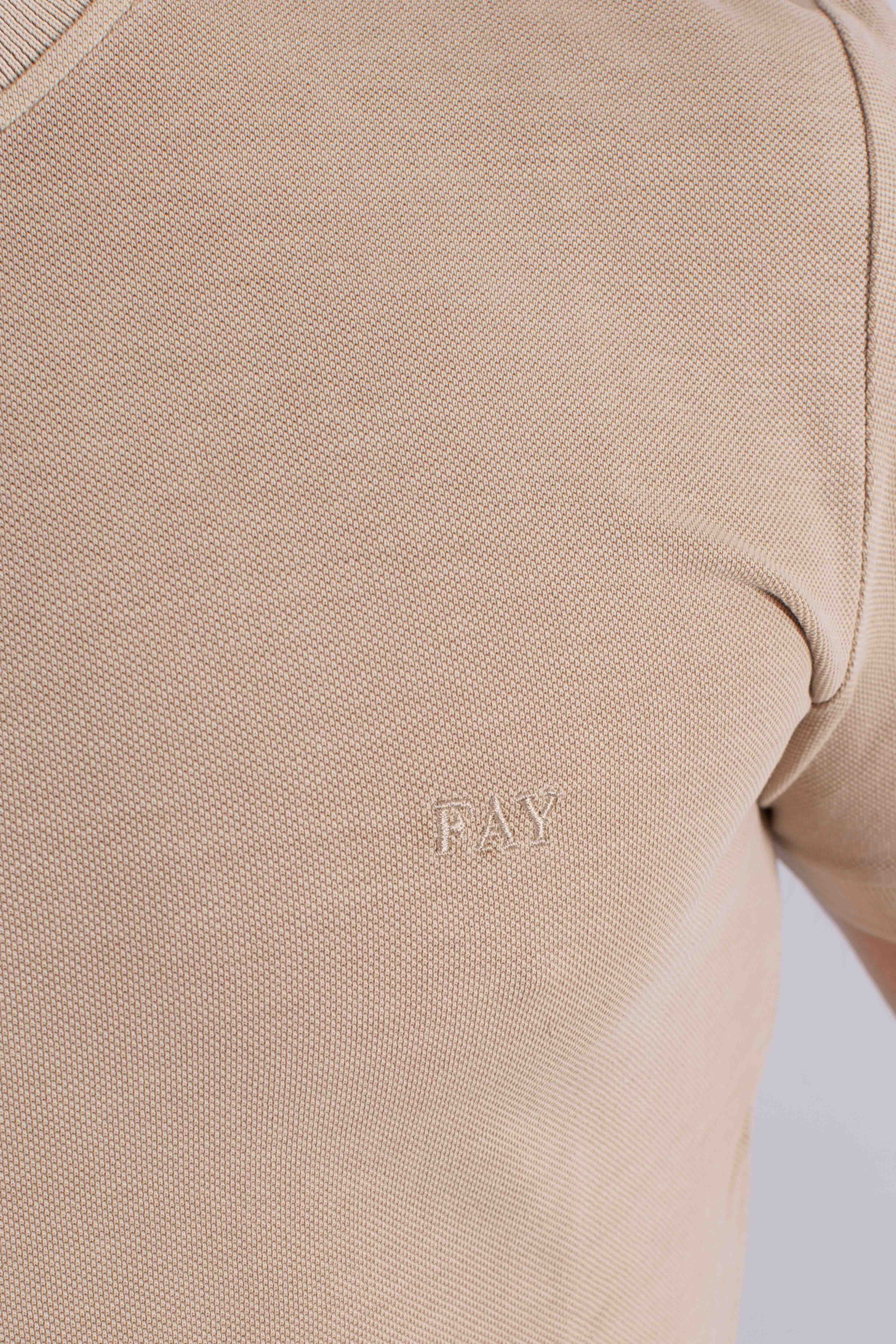 T-shirt Comfort Fit in Piquet di Cotone beige