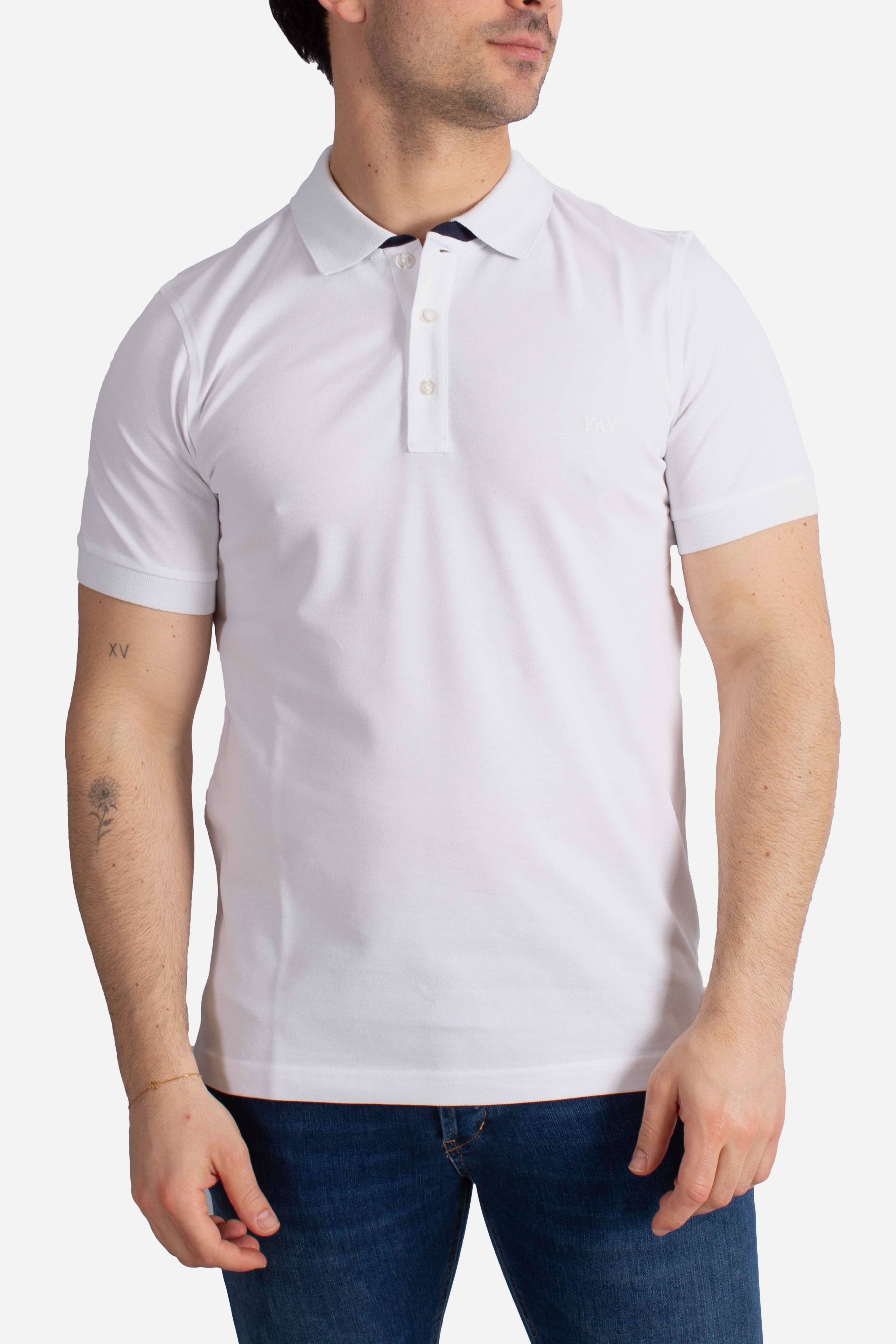 Polo Regular fit in Piquet Stretch white