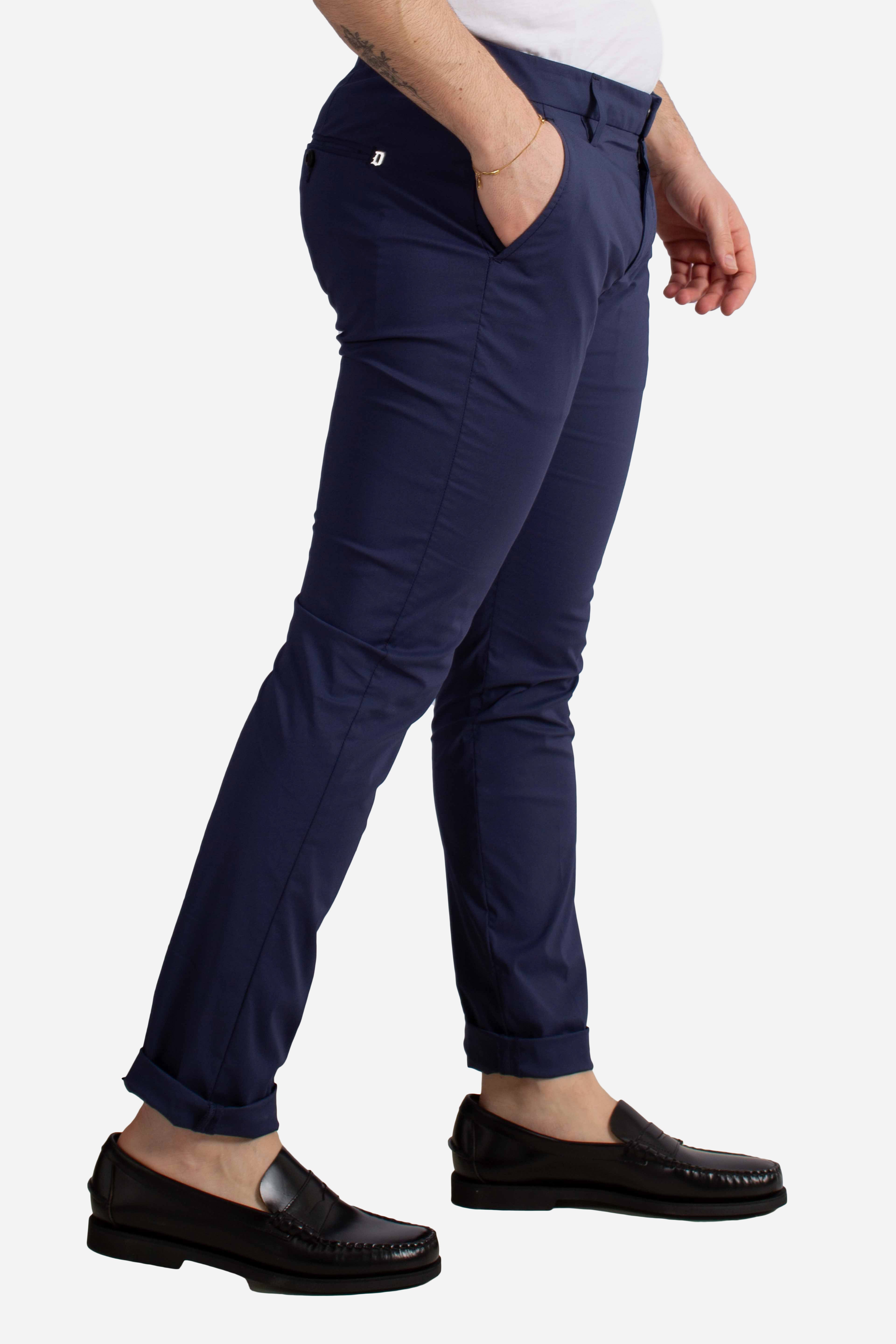Pantalone slim chino Gaubert in popeline cotone nylon blue royal