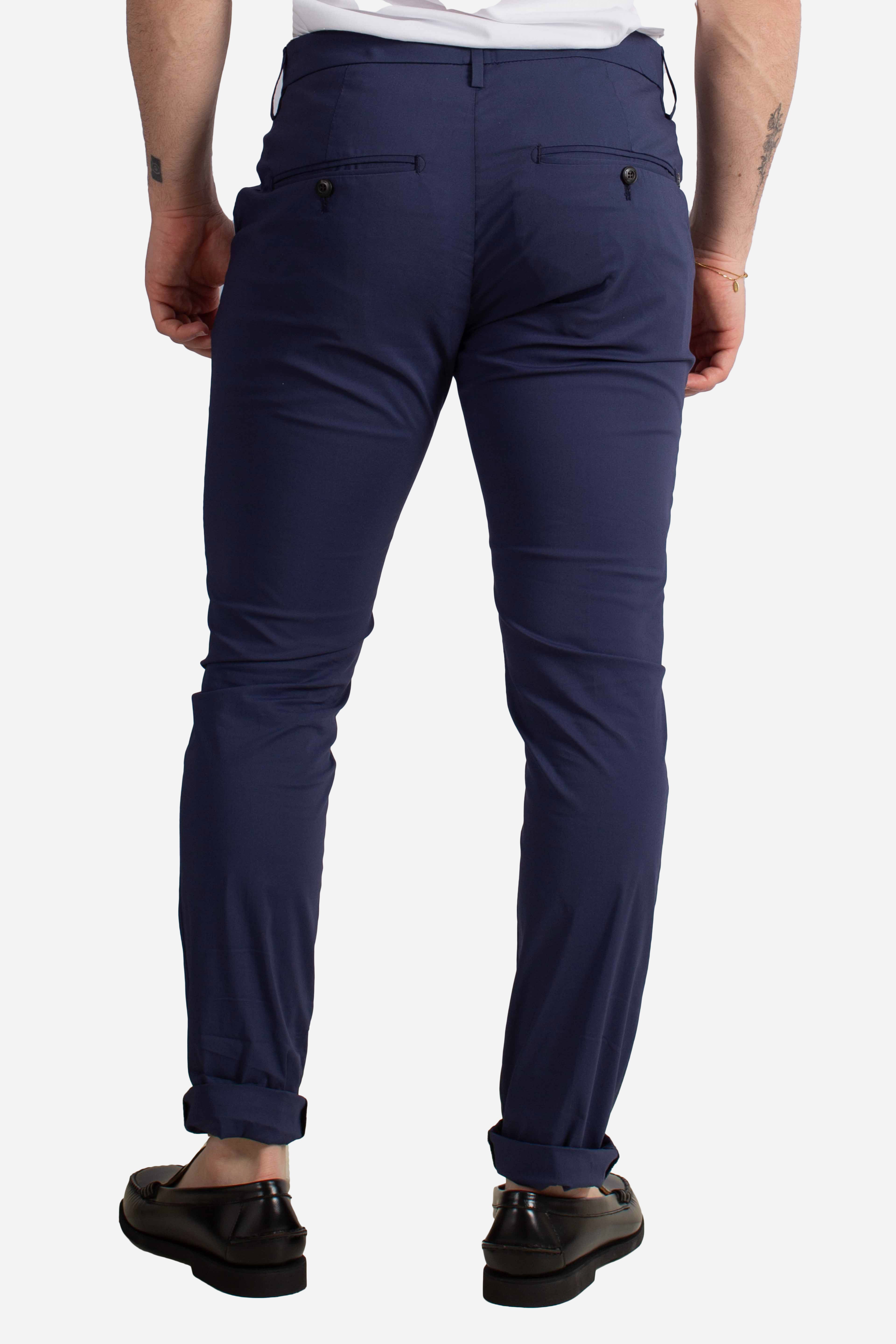 Pantalone slim chino Gaubert in popeline cotone nylon blue royal