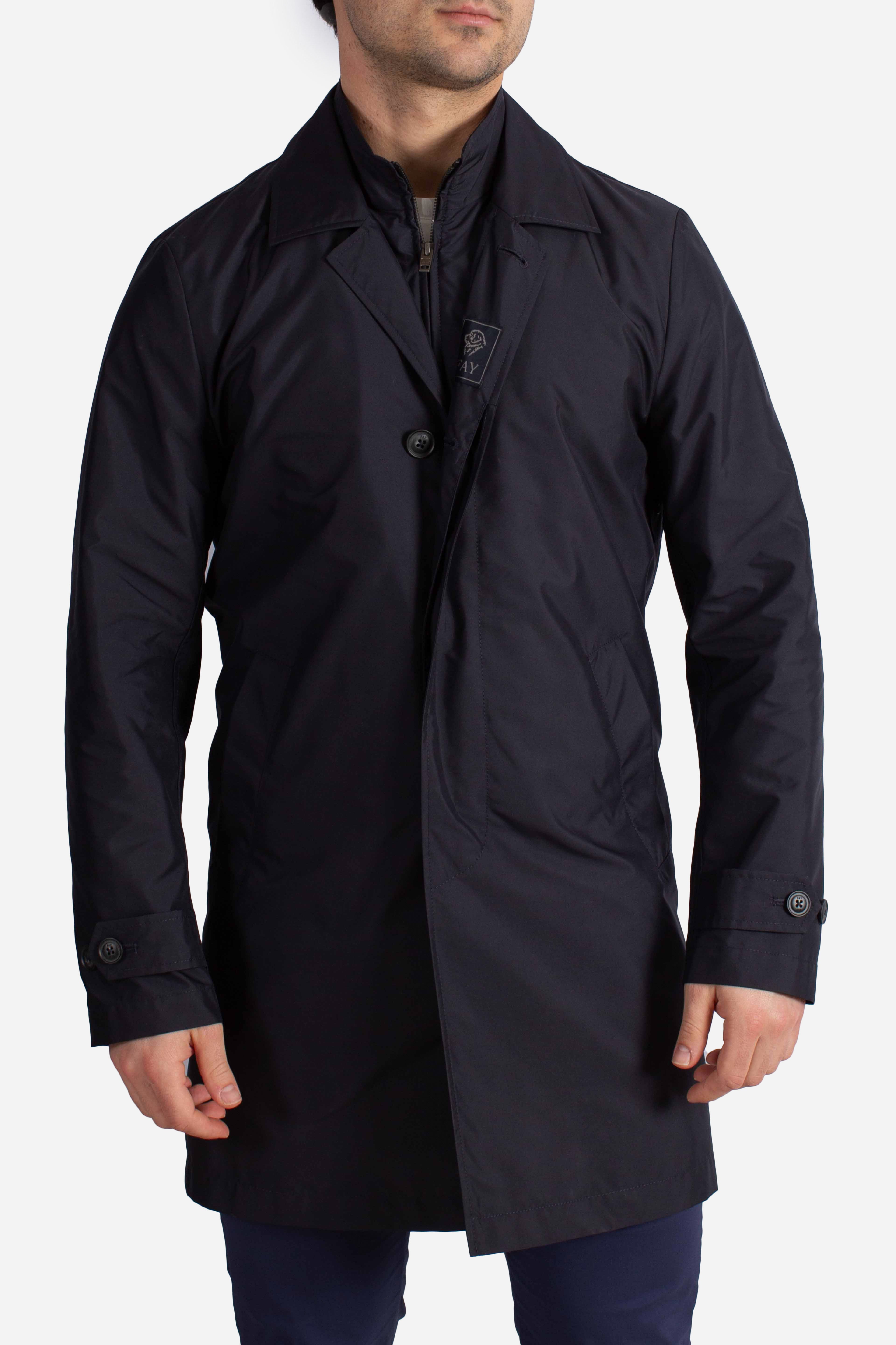 Impermeabile Morning Coat in Popeline Tecnico blu