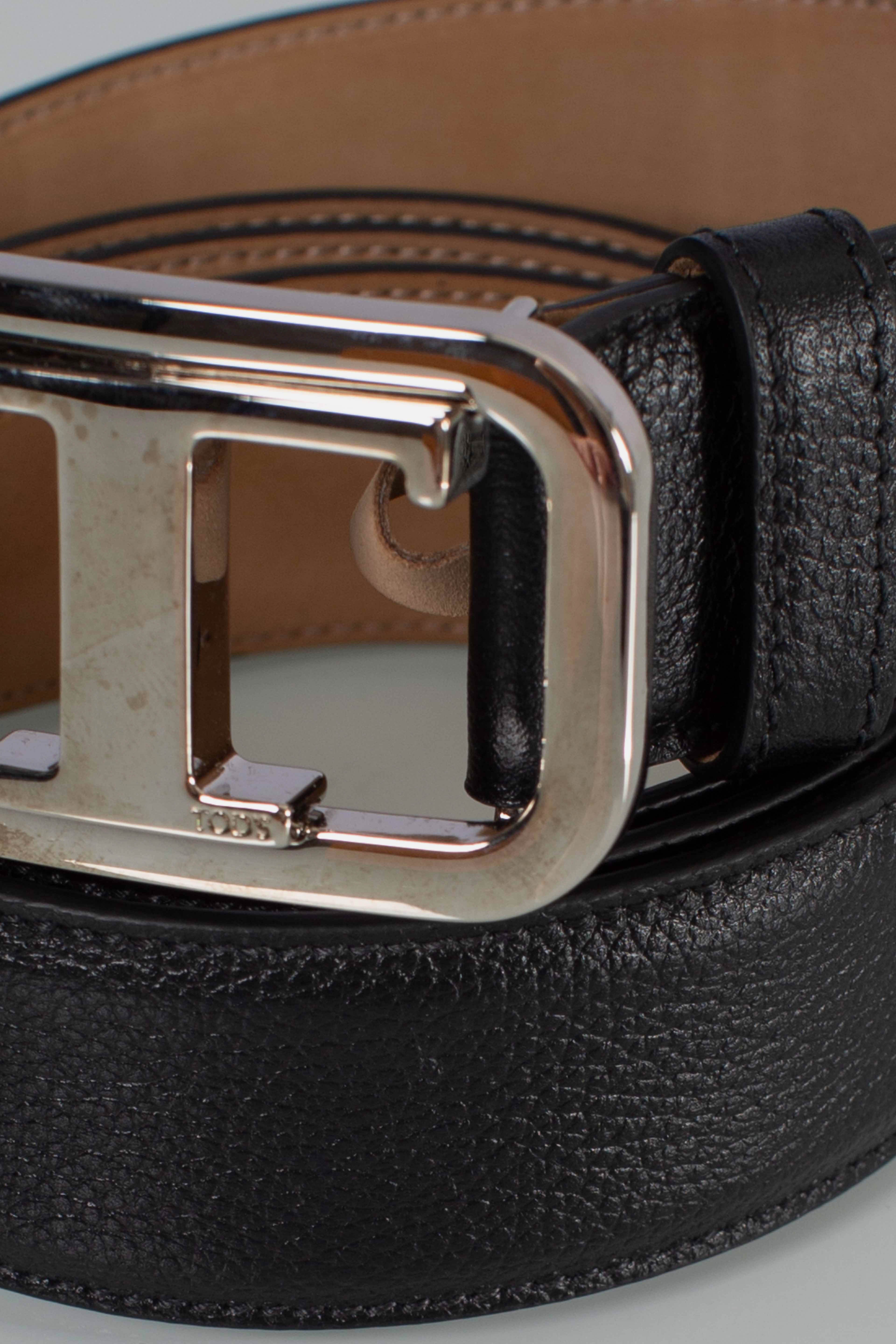 Cintura in pelle Tod's T Monogram in metallo nero