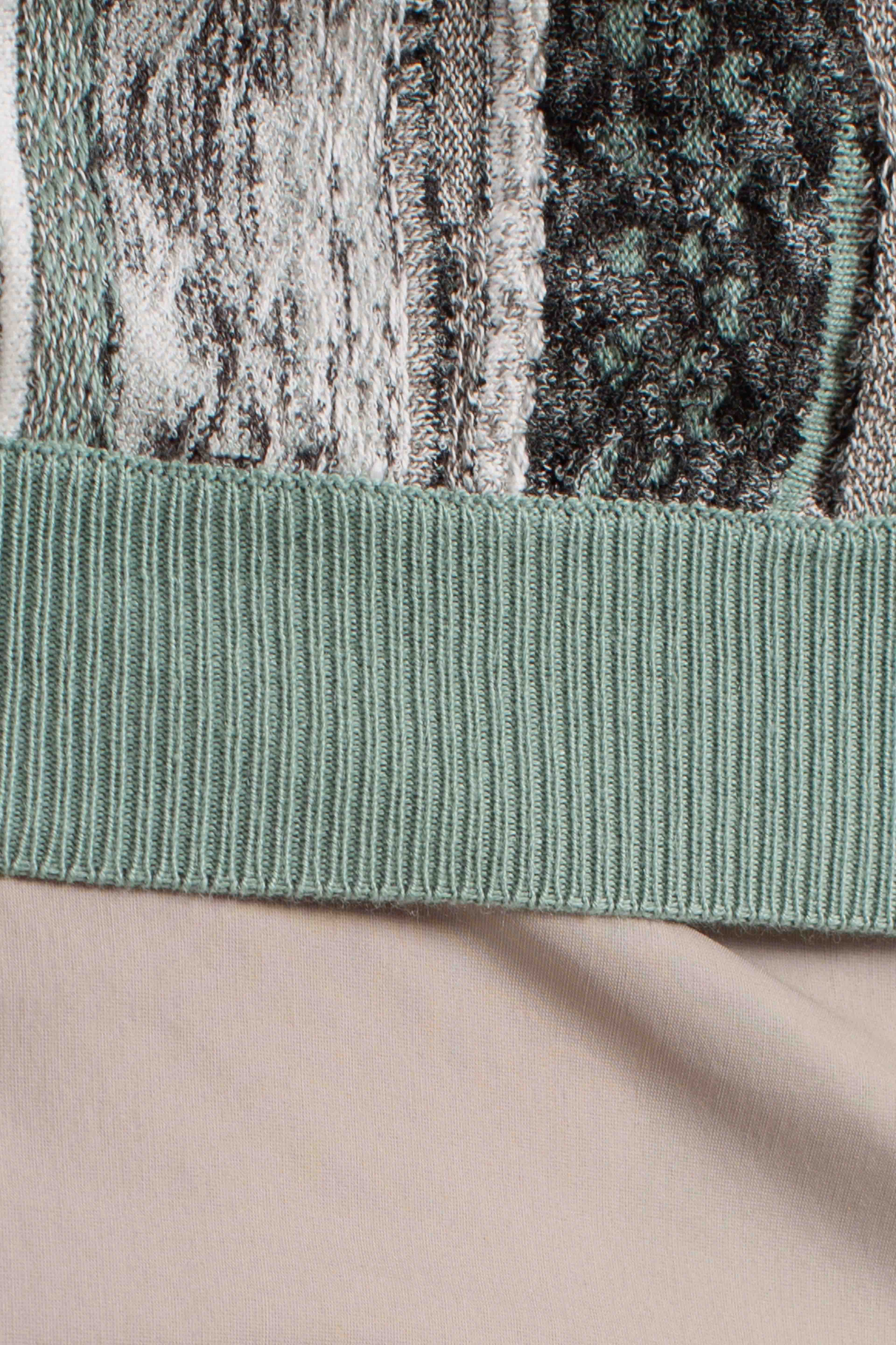 Maglia uomo mezza manica in cotone blend con fantasia jacquard verde salvia