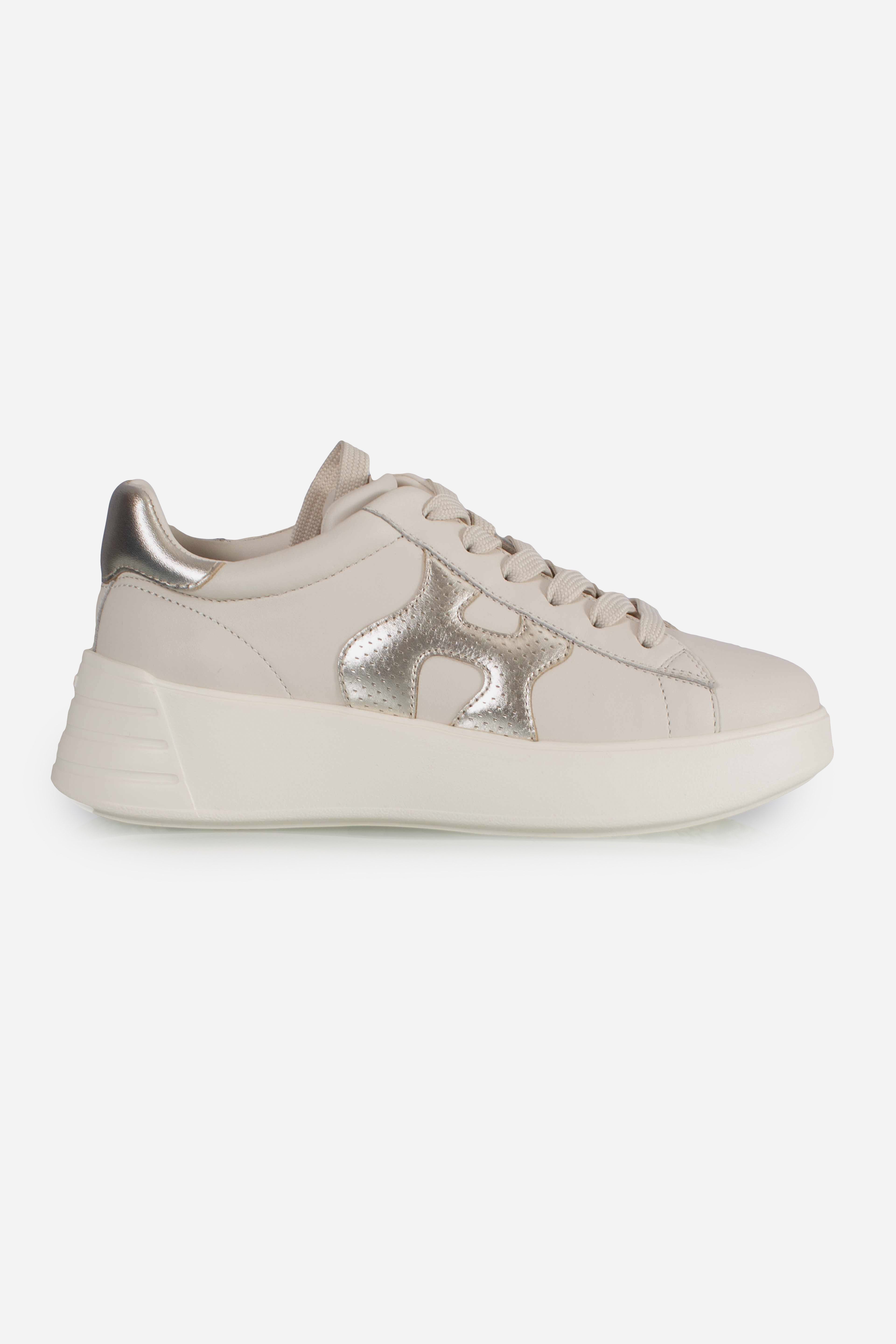 Sneakers Hogan rebel H562 H punzonata bianco oro