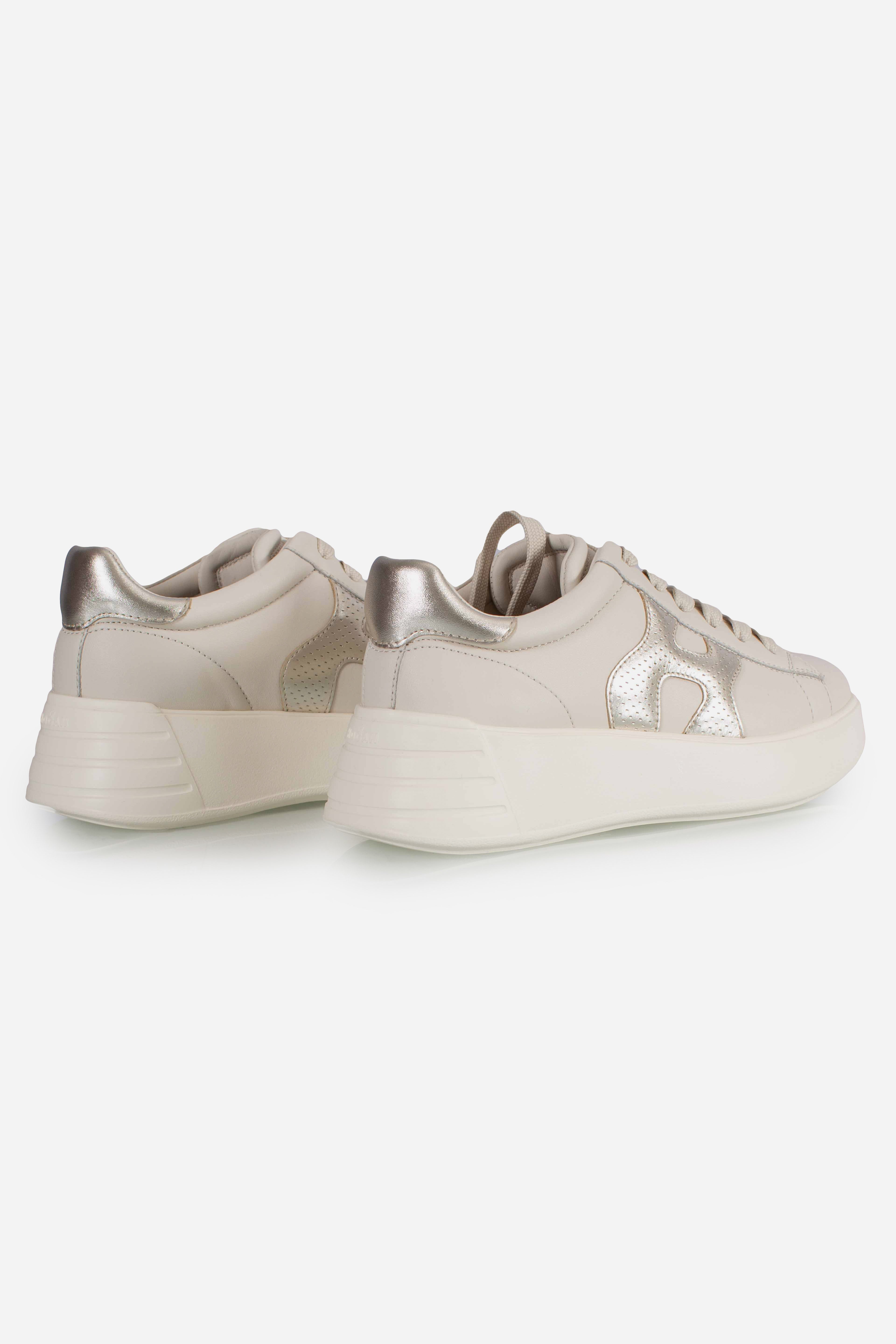 Sneakers Hogan rebel H562 H punzonata bianco oro