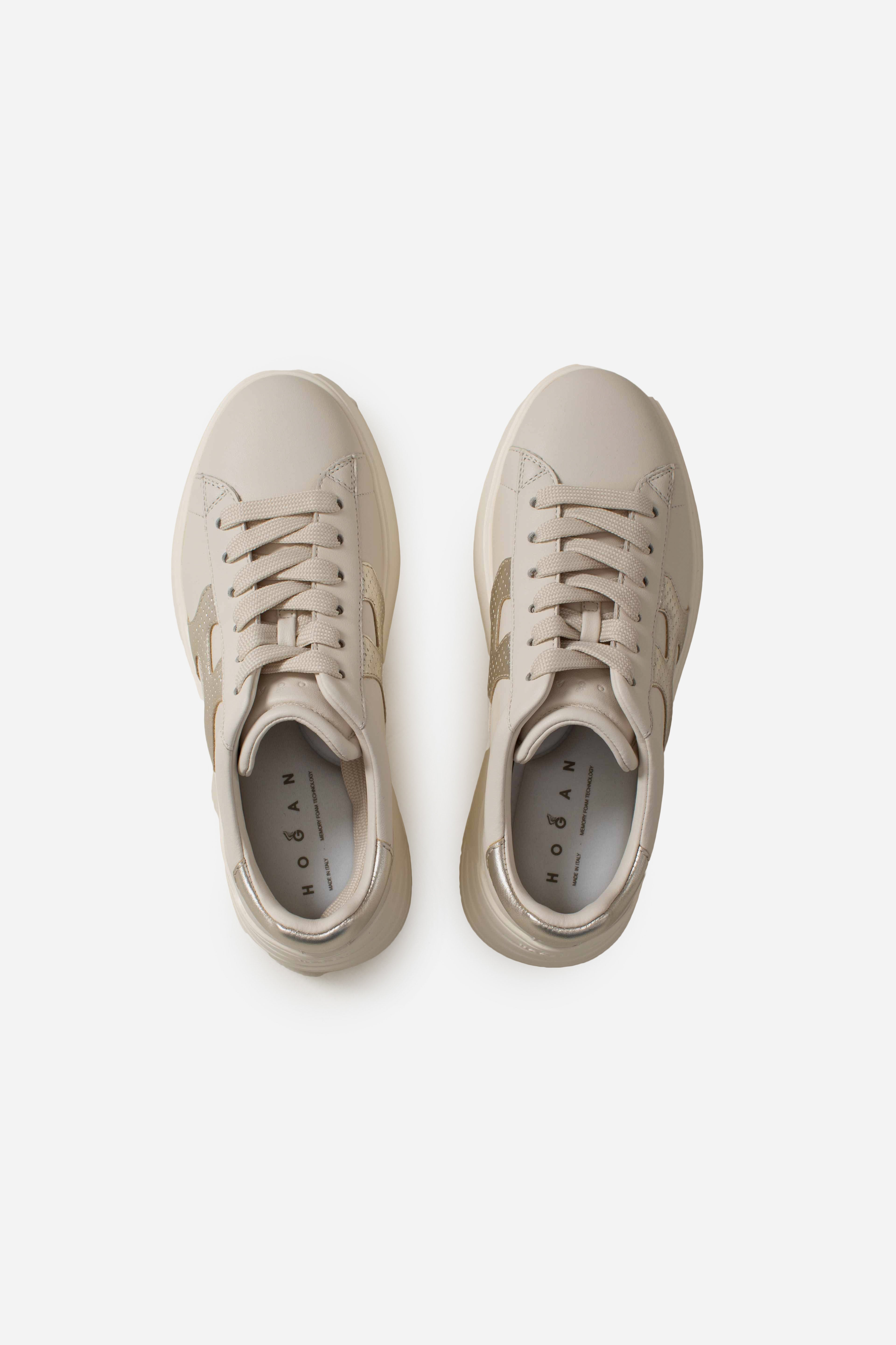 Sneakers Hogan rebel H562 H punzonata bianco oro