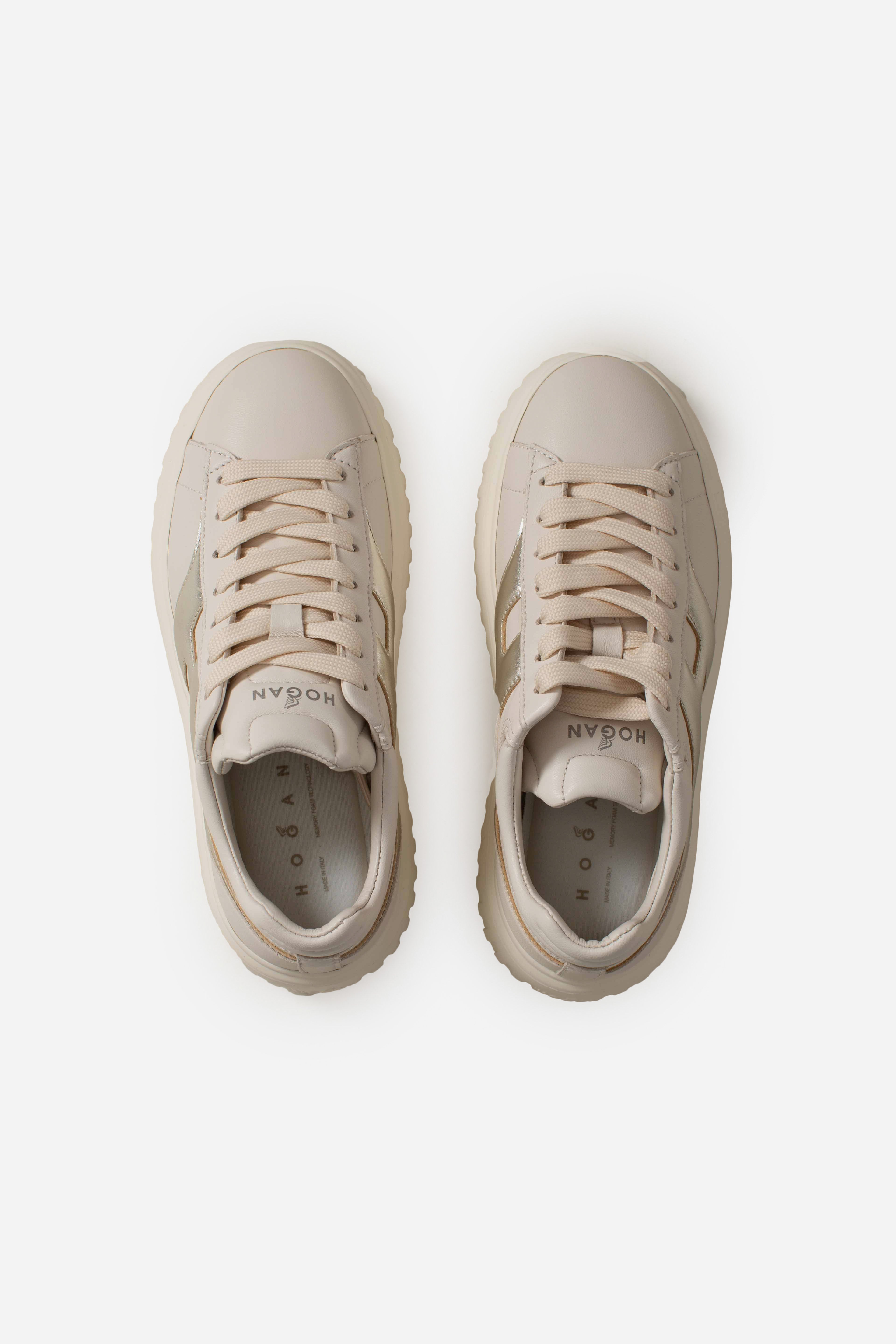 Sneakers Hogan H-Stripes Oro Avorio