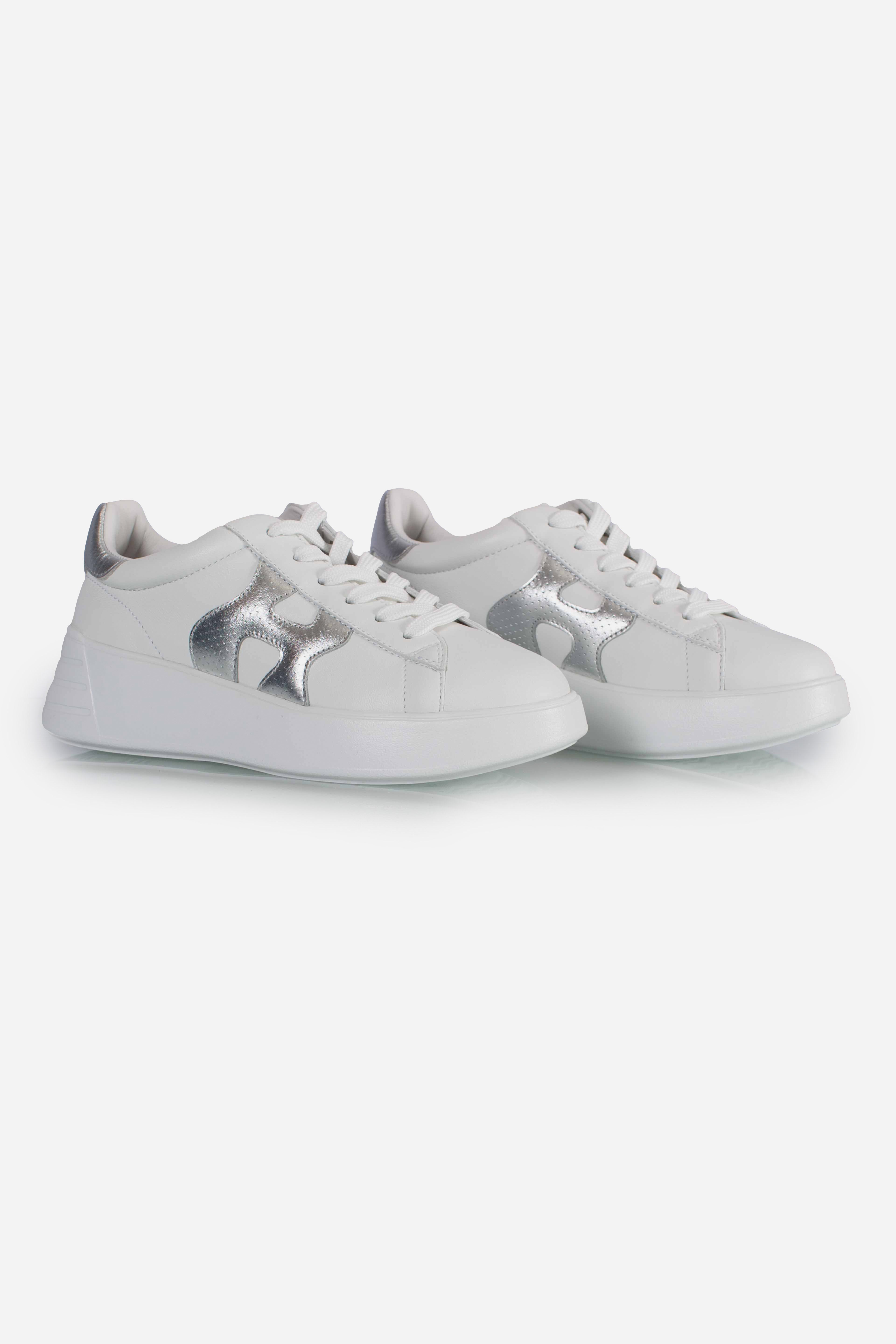 Sneakers Hogan rebel H562 H punzonata bianco argento