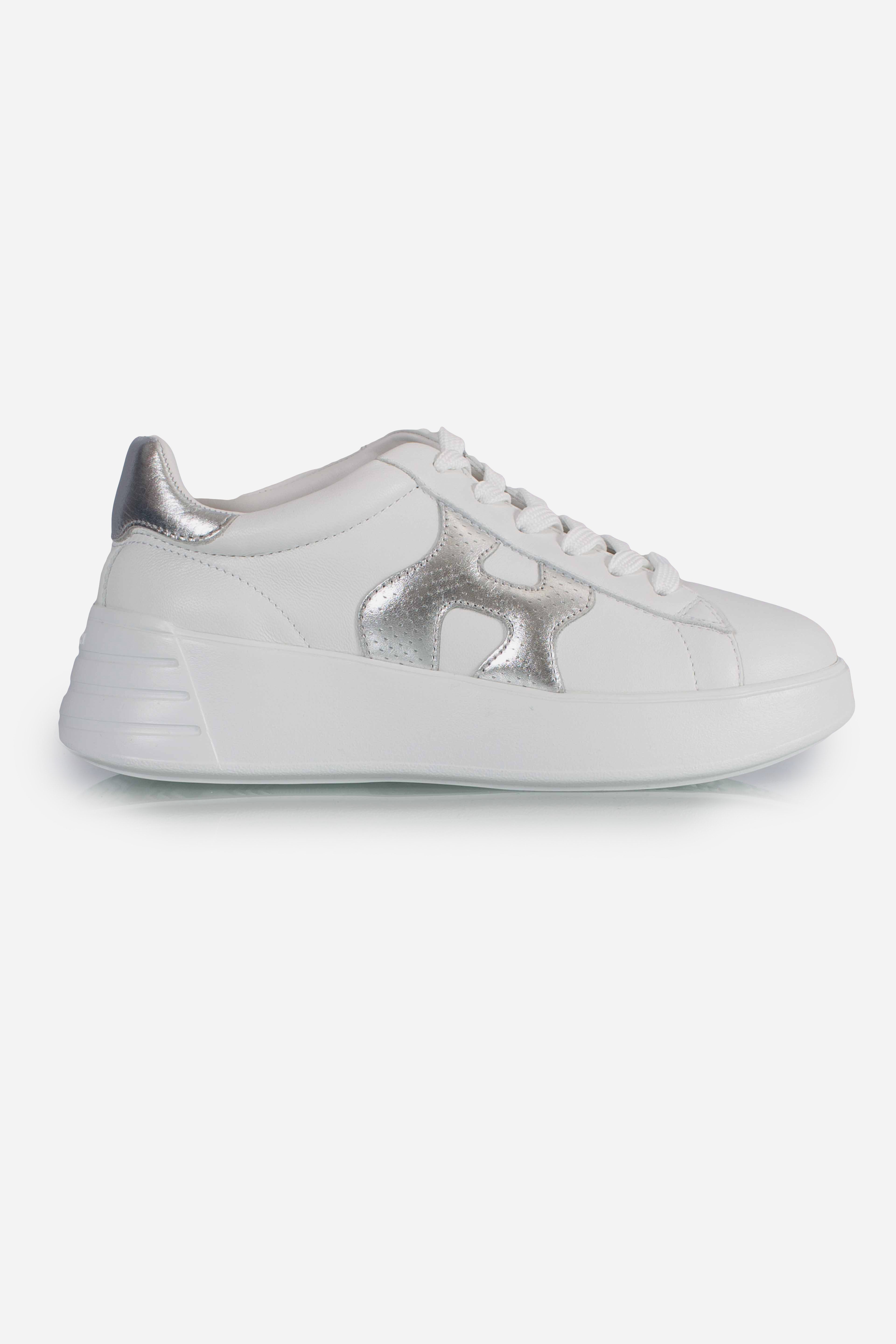 Sneakers Hogan rebel H562 H punzonata bianco argento