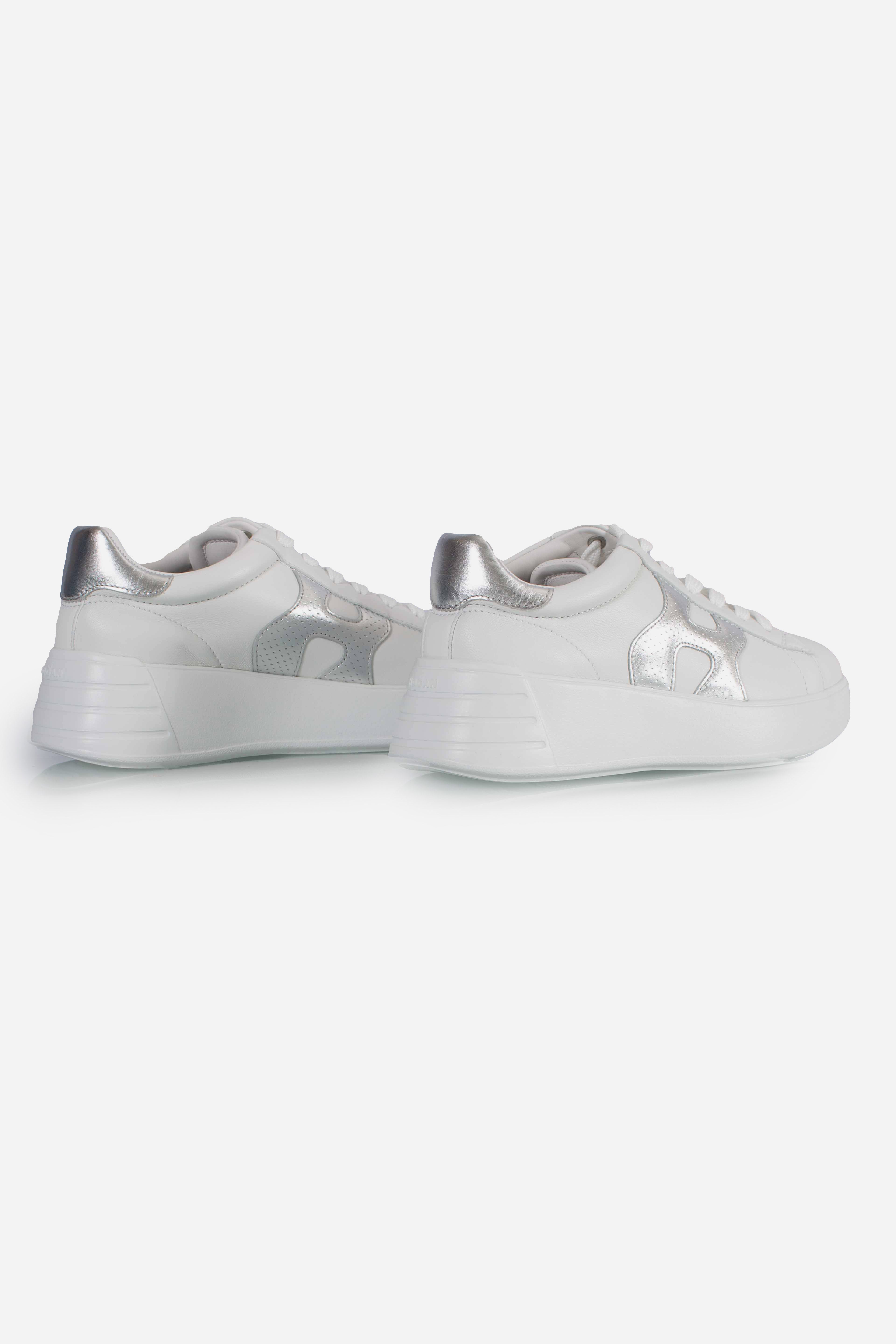 Sneakers Hogan rebel H562 H punzonata bianco argento