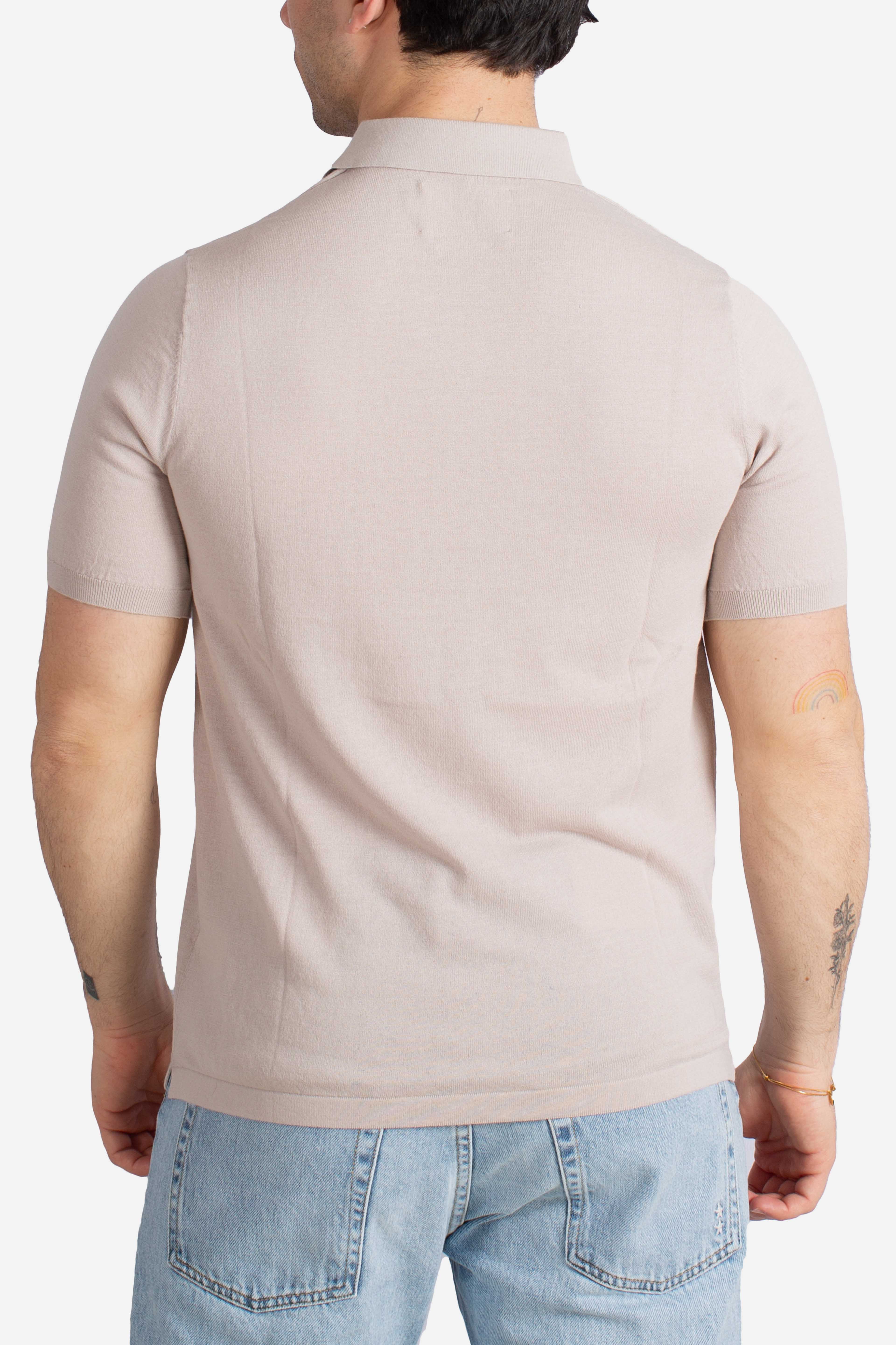 Polo Sloan senza bottoni in maglia stone light