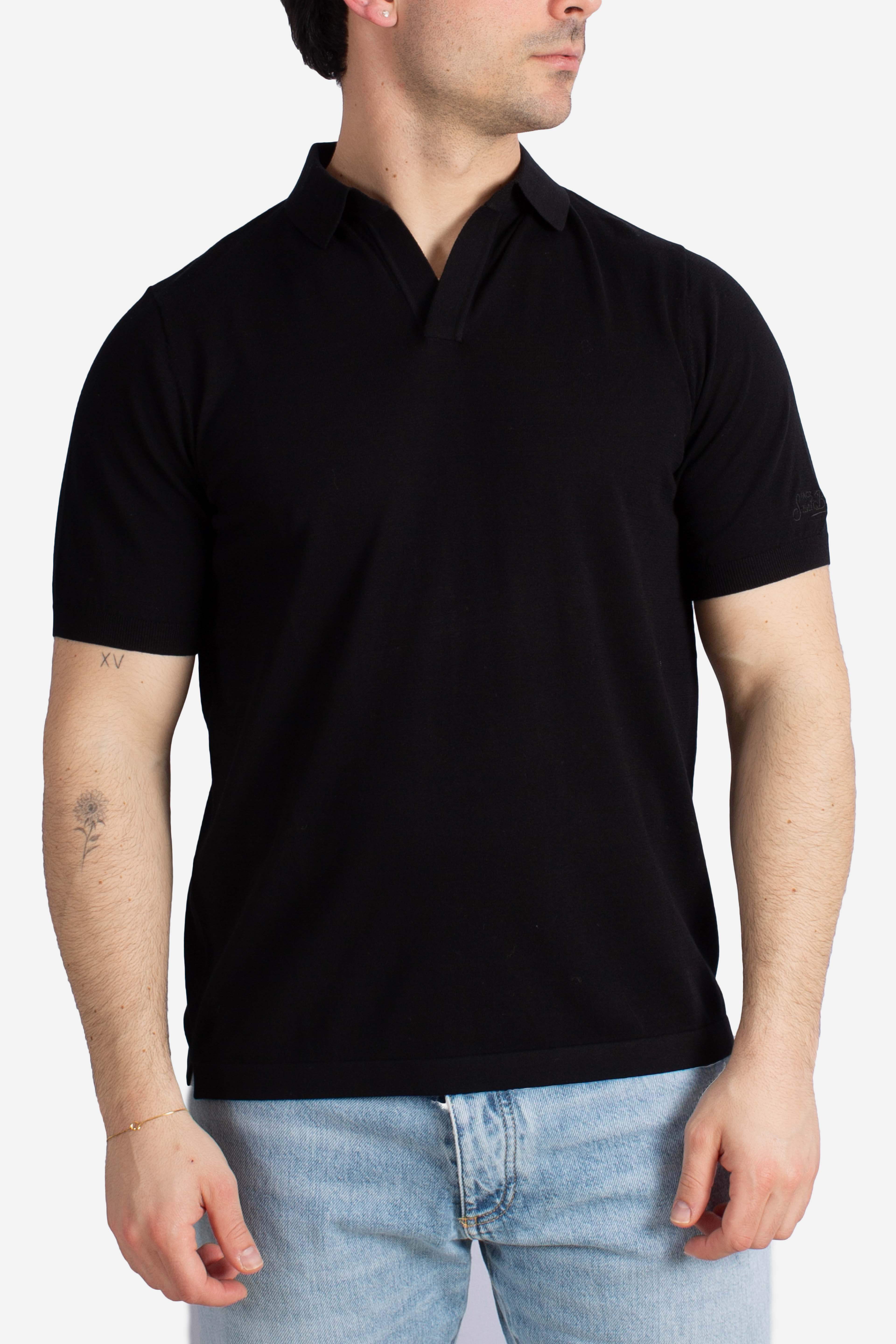 Polo Sloan senza bottoni in maglia black