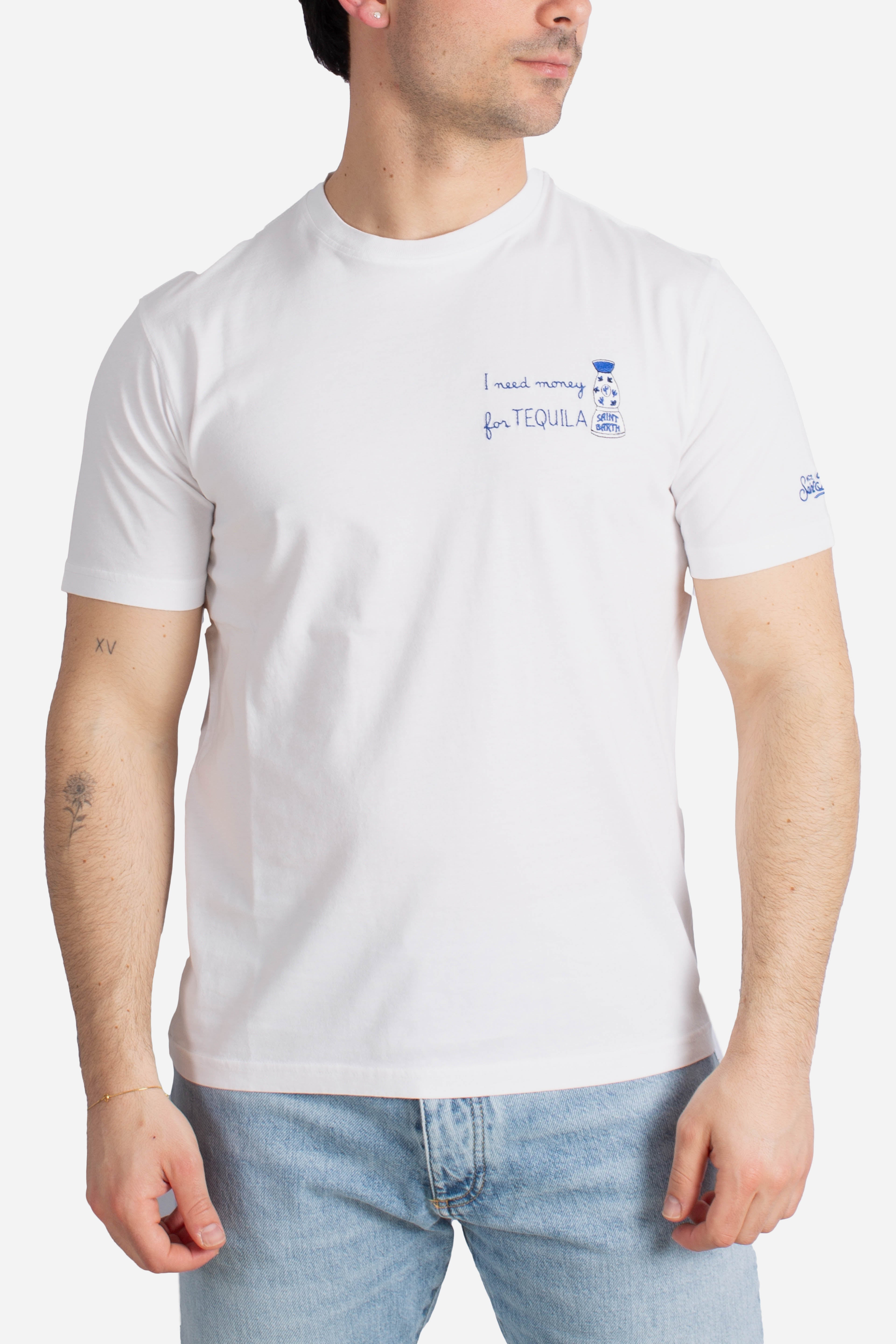 T-shirt Portofino I need money for TEQUILA white