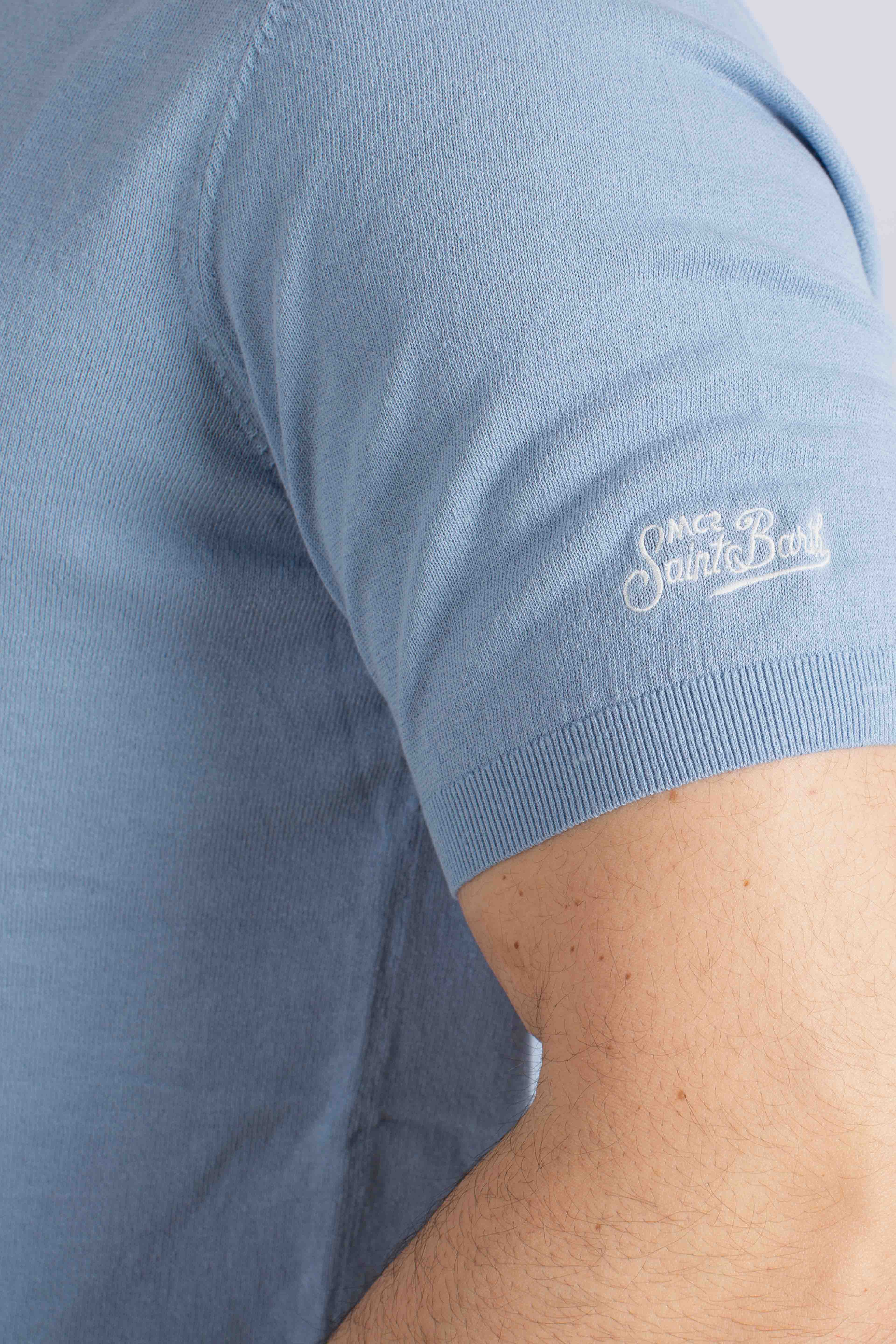 Polo Sloan senza bottoni in maglia stone light