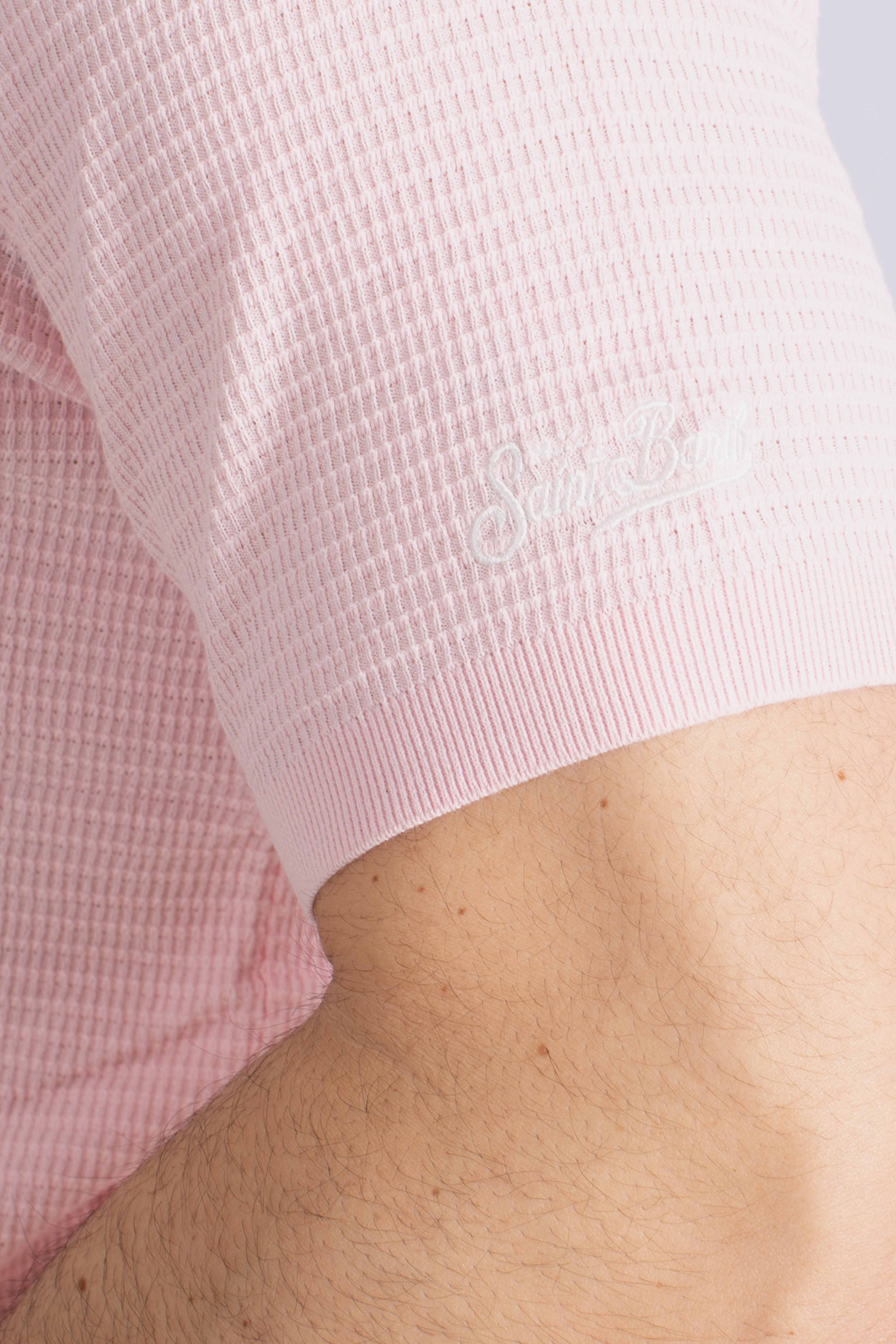 Polo in maglia Sloan waffle cotton pink senza bottoni