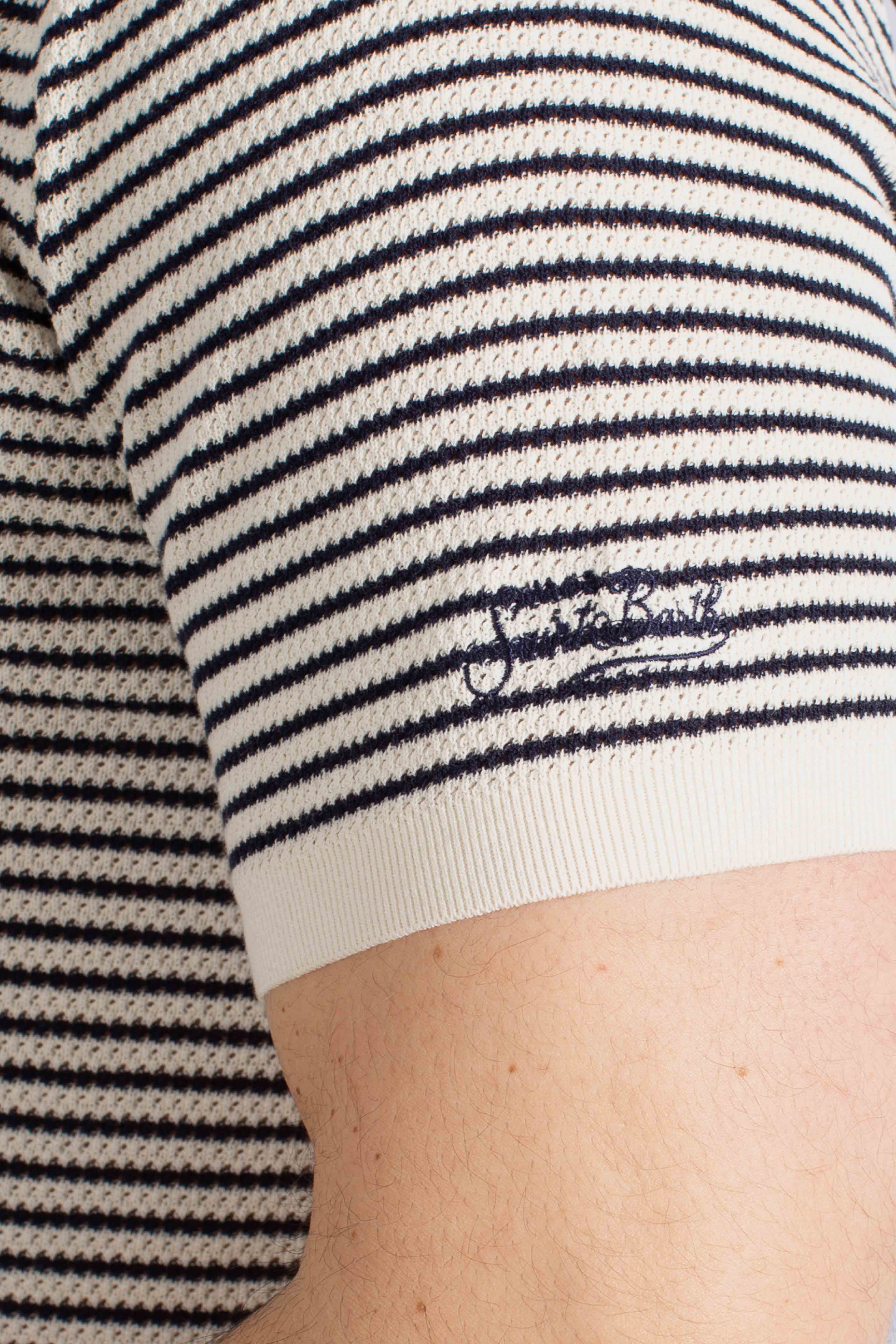 Polo in maglia Sloan stripes cotton blu white senza bottoni