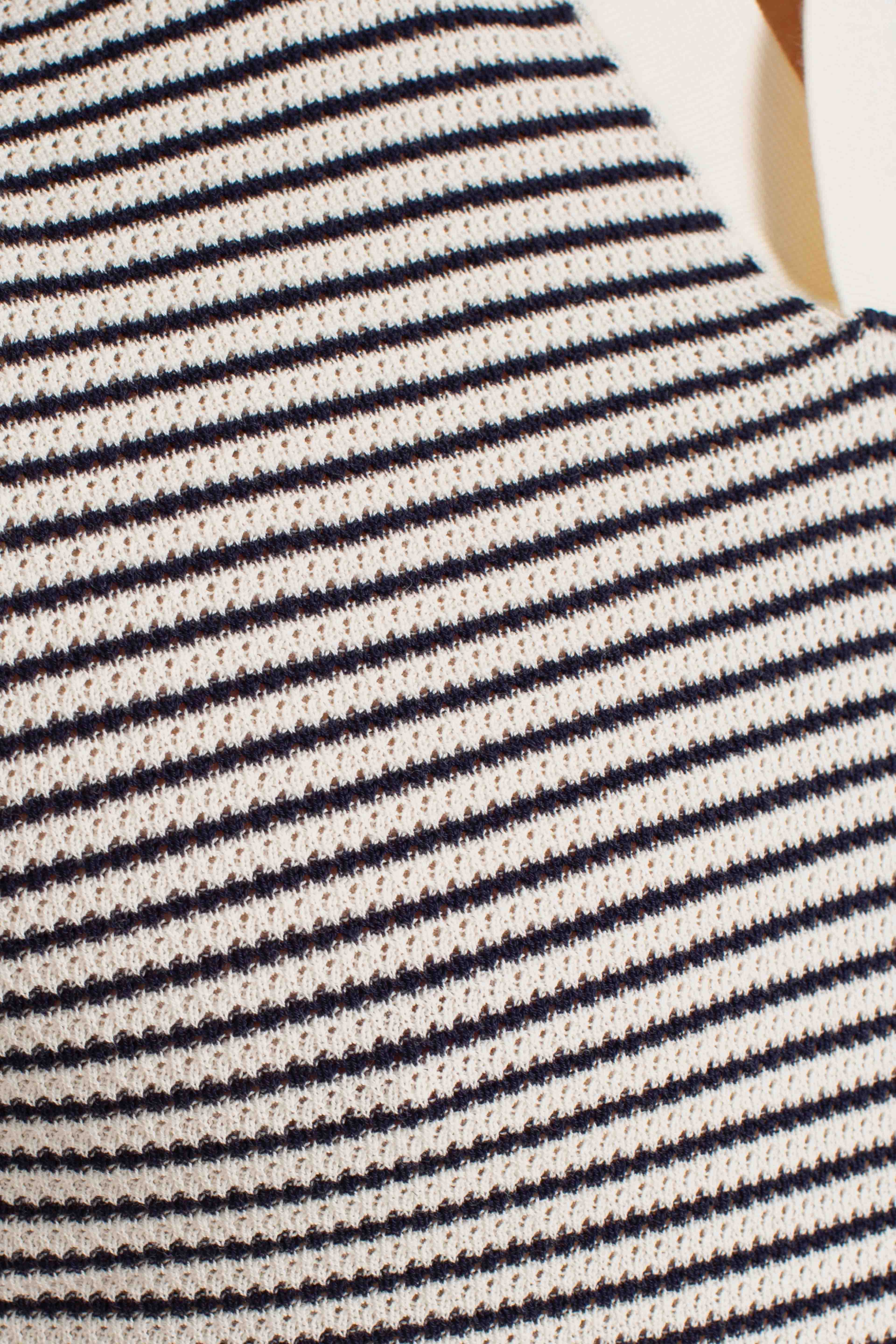 Polo in maglia Sloan stripes cotton blu white senza bottoni