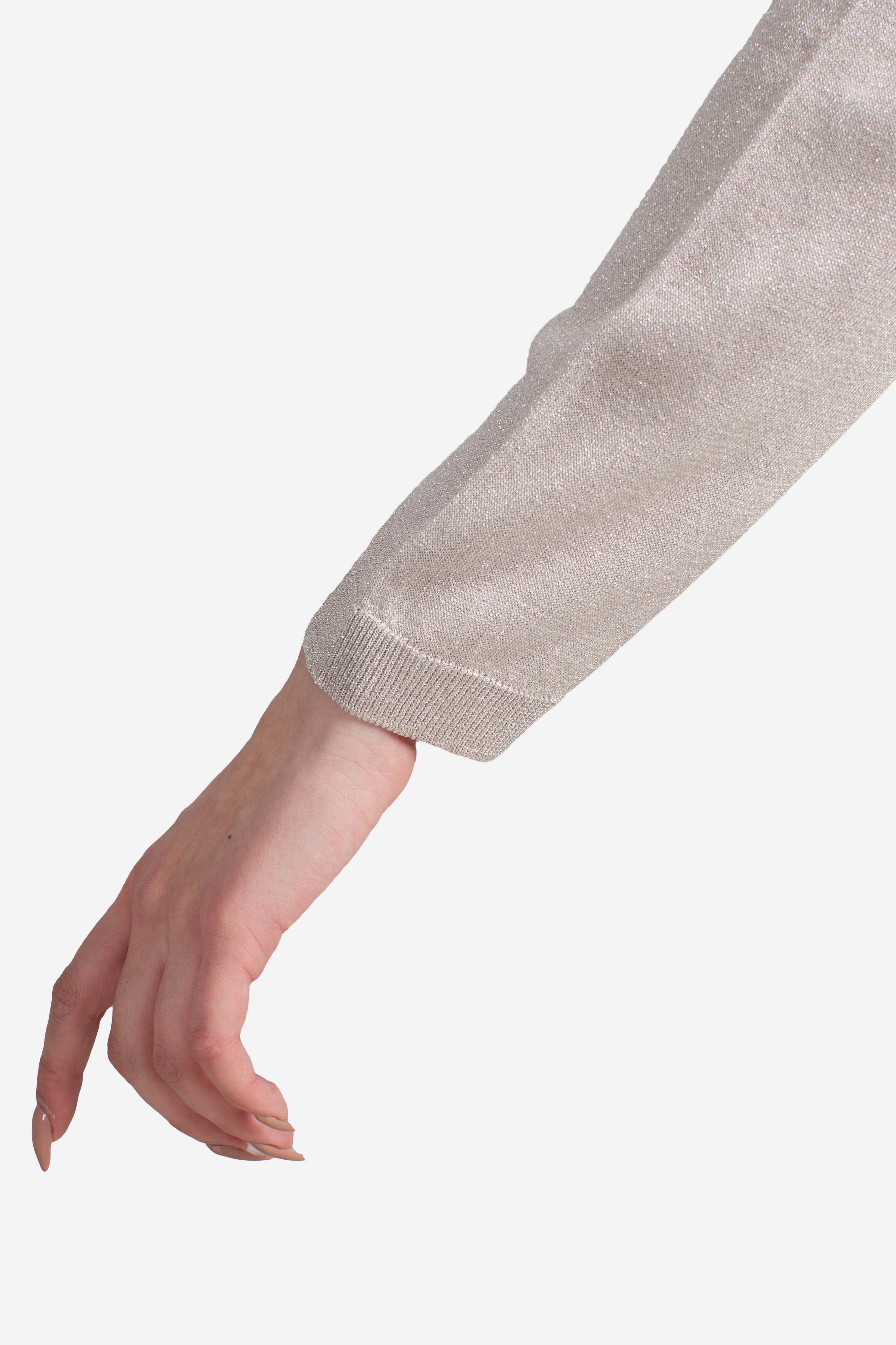Cardigan Gran Sasso in maglia lurex con cintura oro