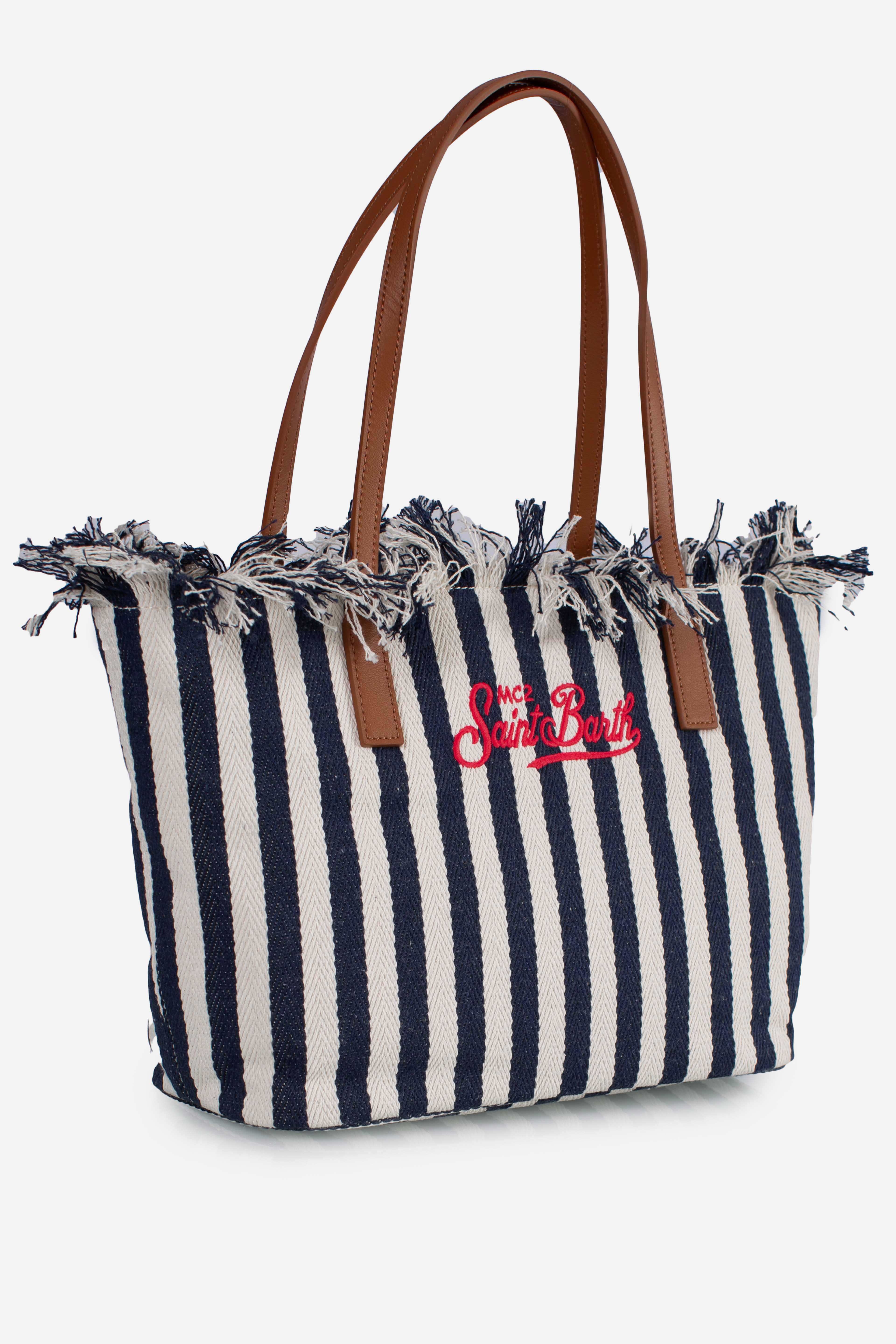 City bag mid fringe hb stripes white blue