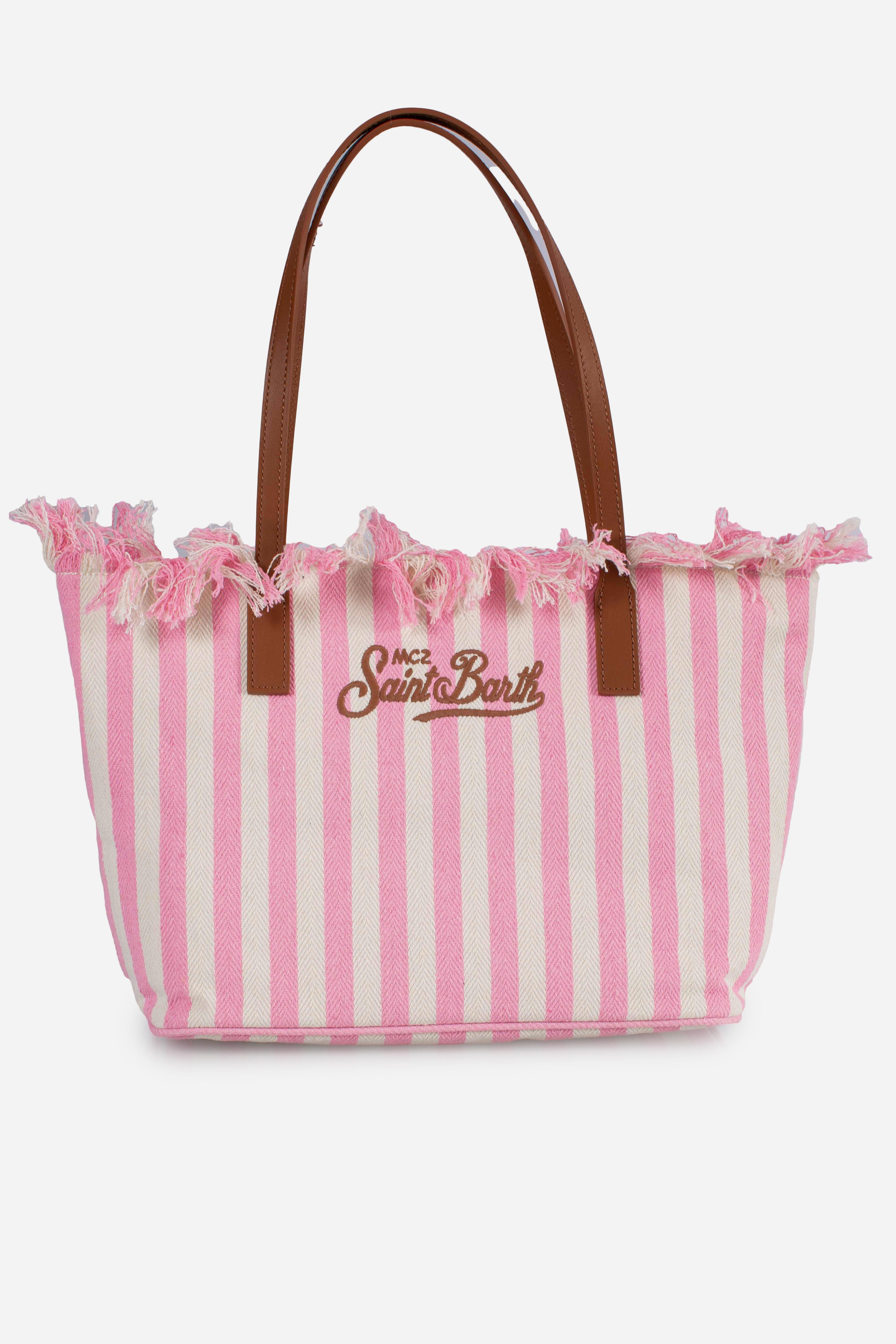 City bag mid fringe hb stripes white pink