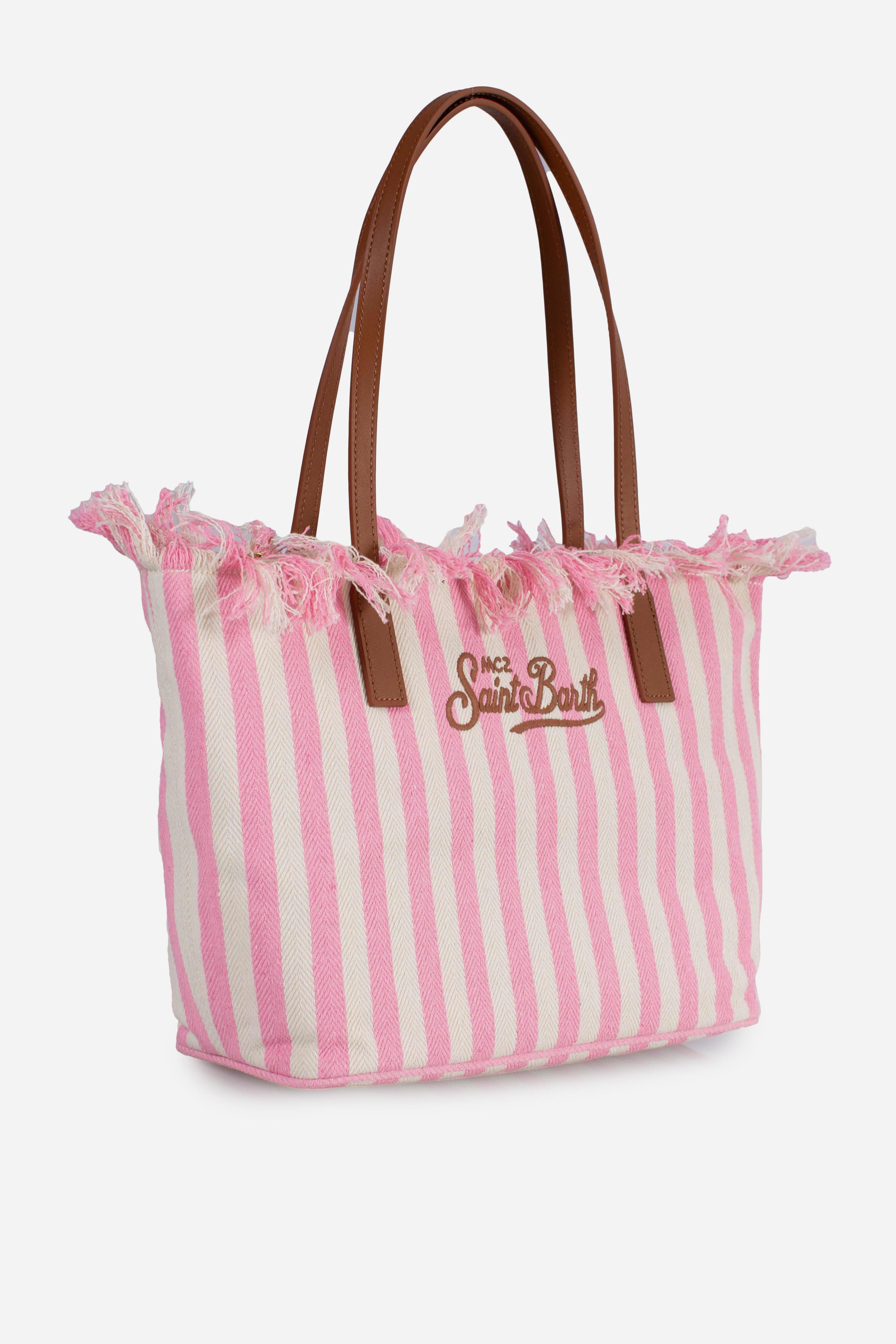 City bag mid fringe hb stripes white pink