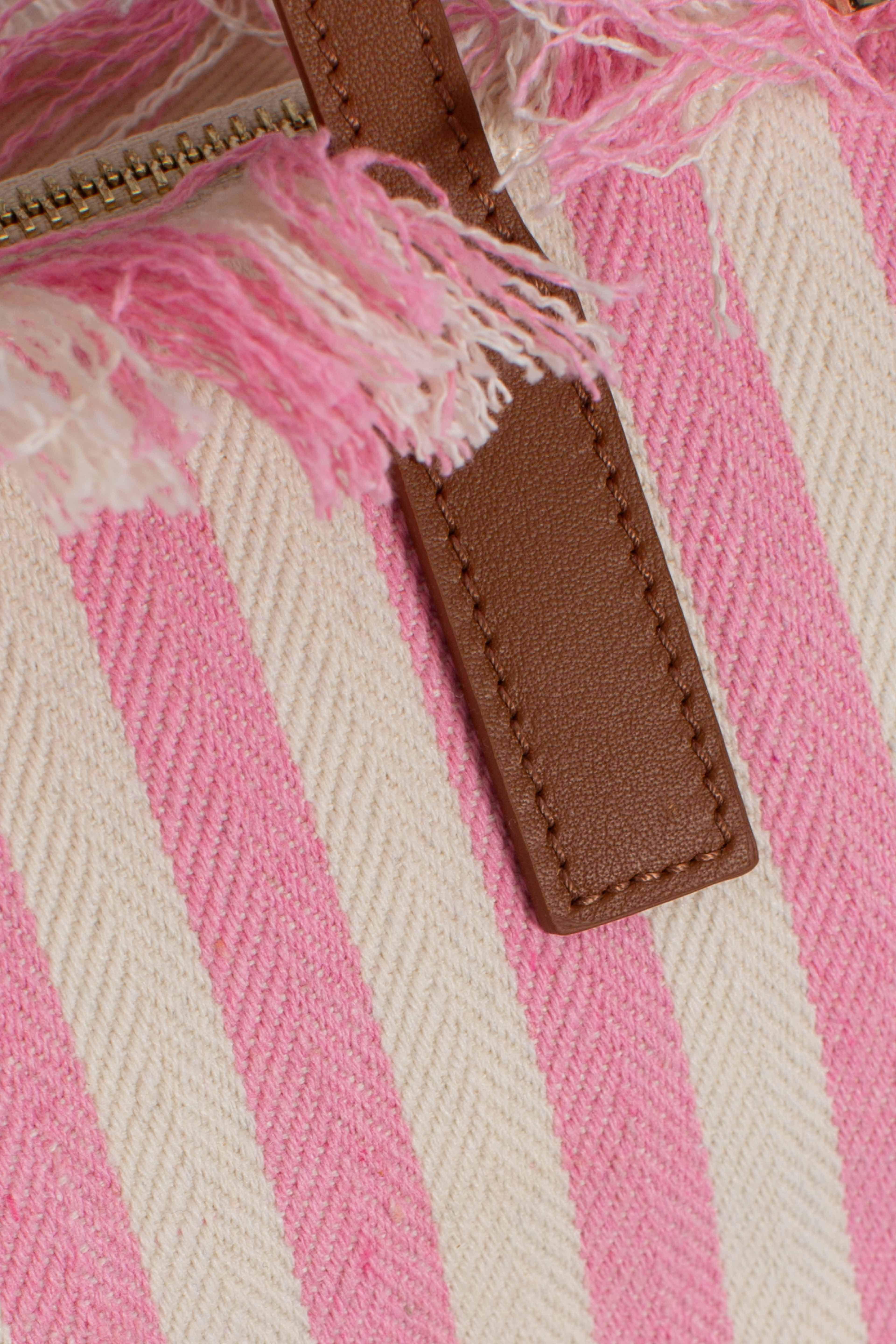 City bag mid fringe hb stripes white pink