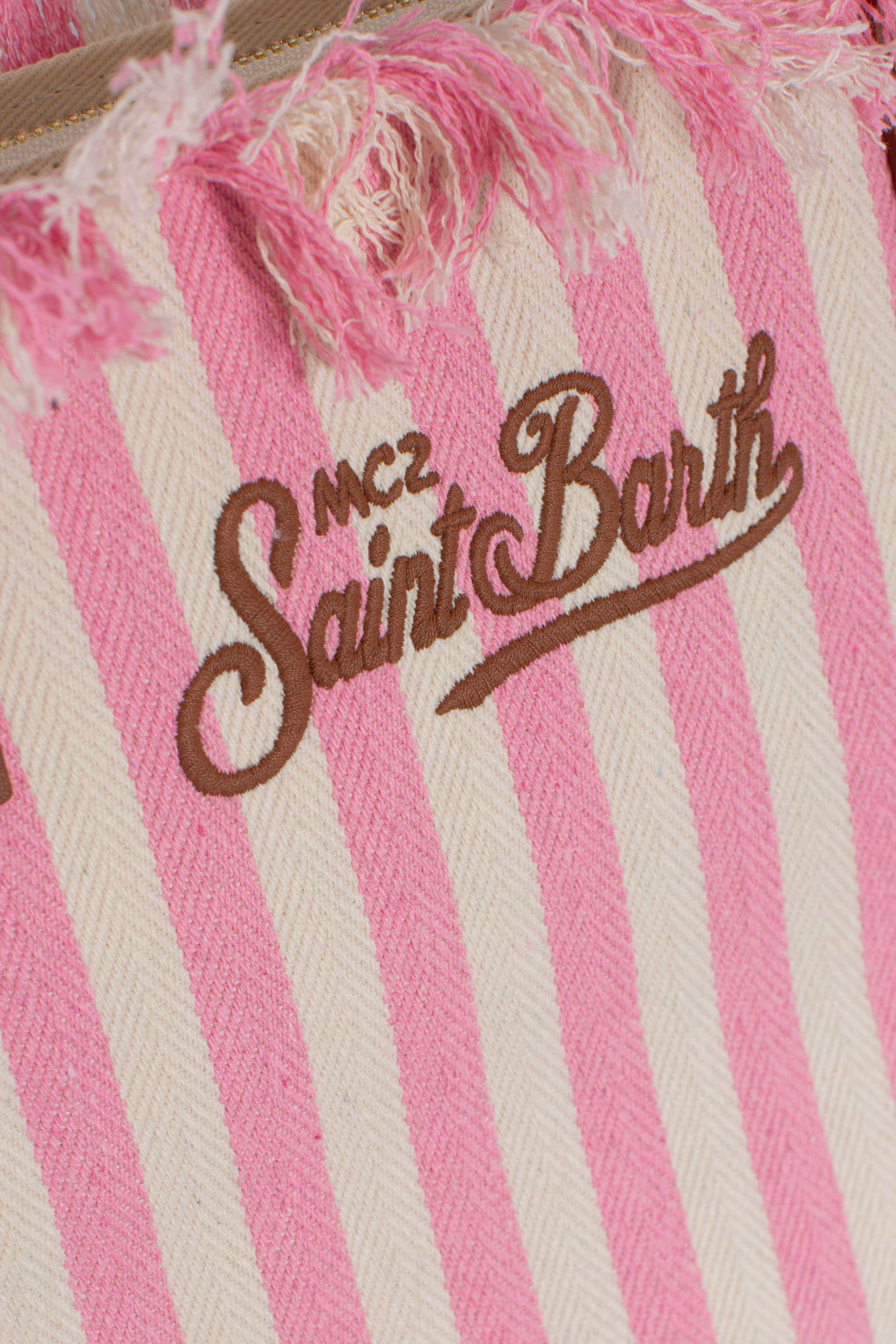 City bag mid fringe hb stripes white pink