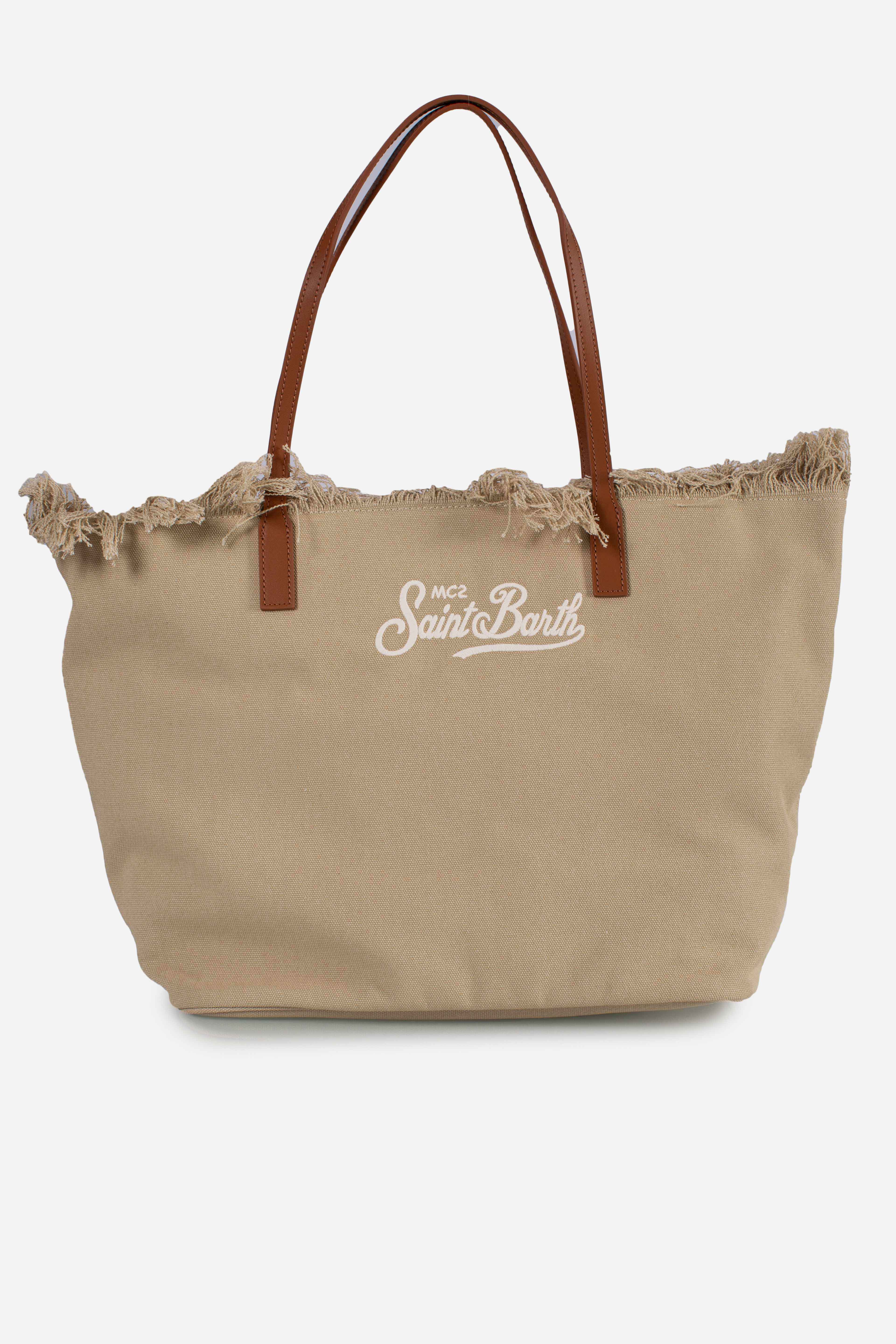 City bag fringe canvas beige