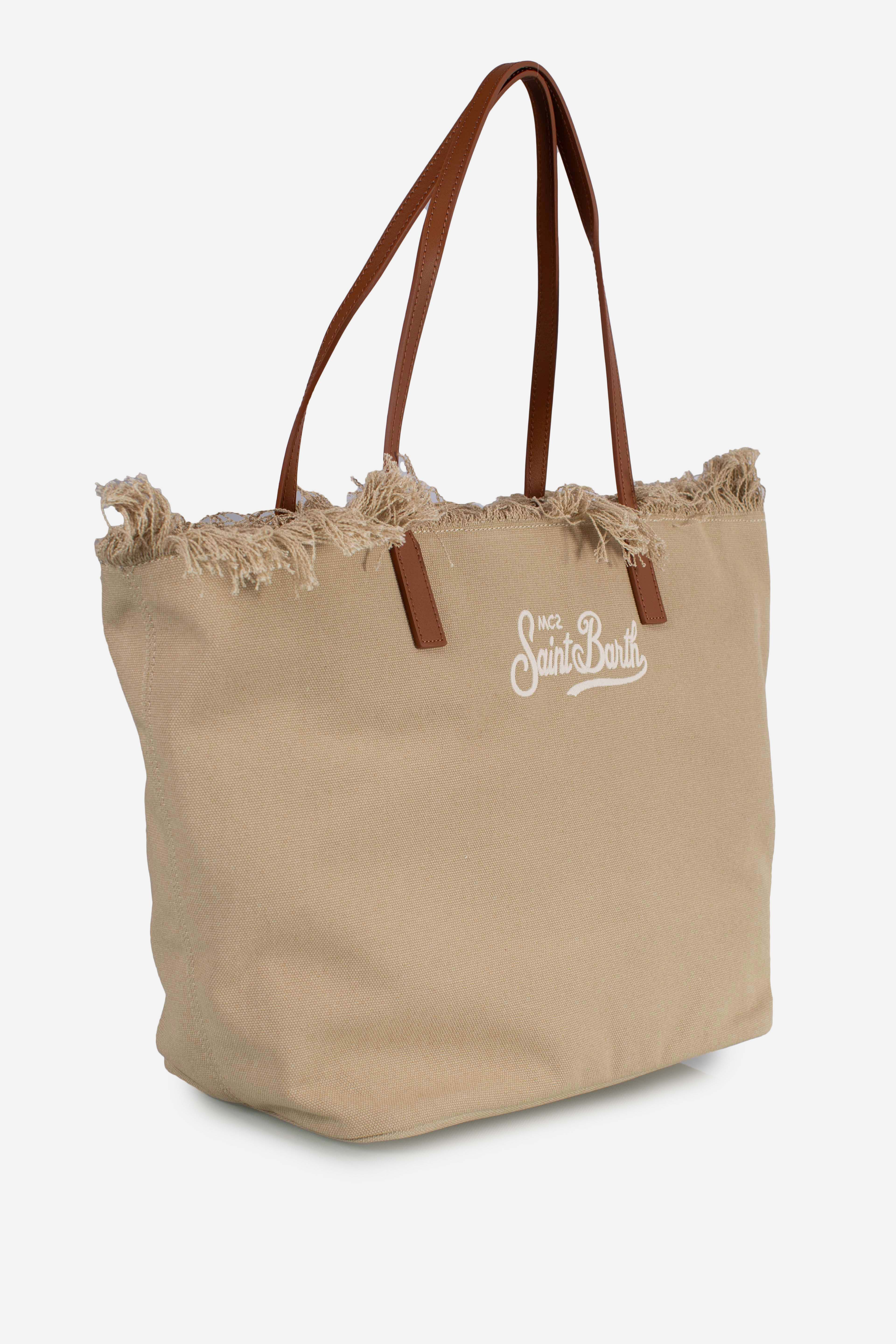City bag fringe canvas beige