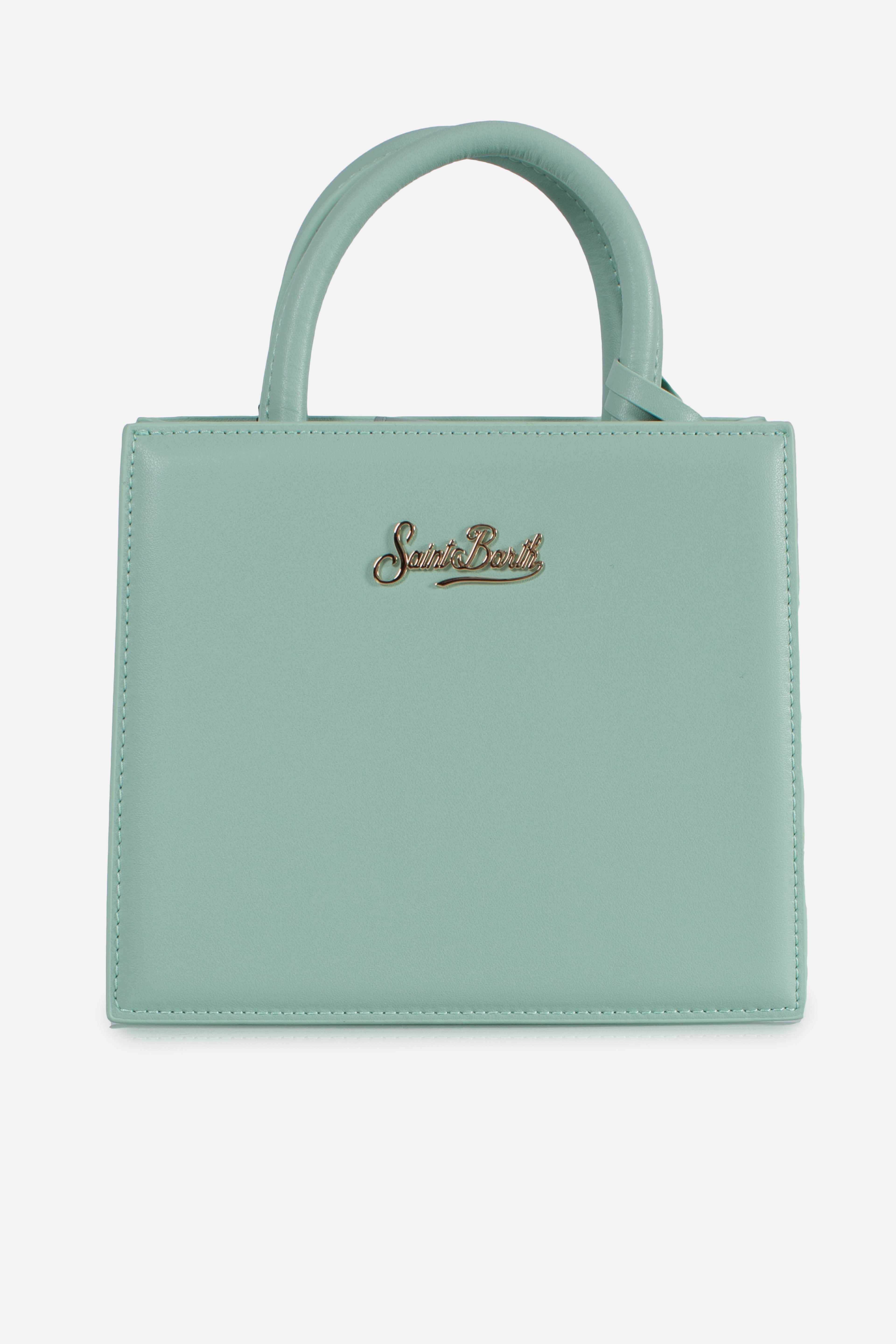 Shop bag mini leather verde acqua