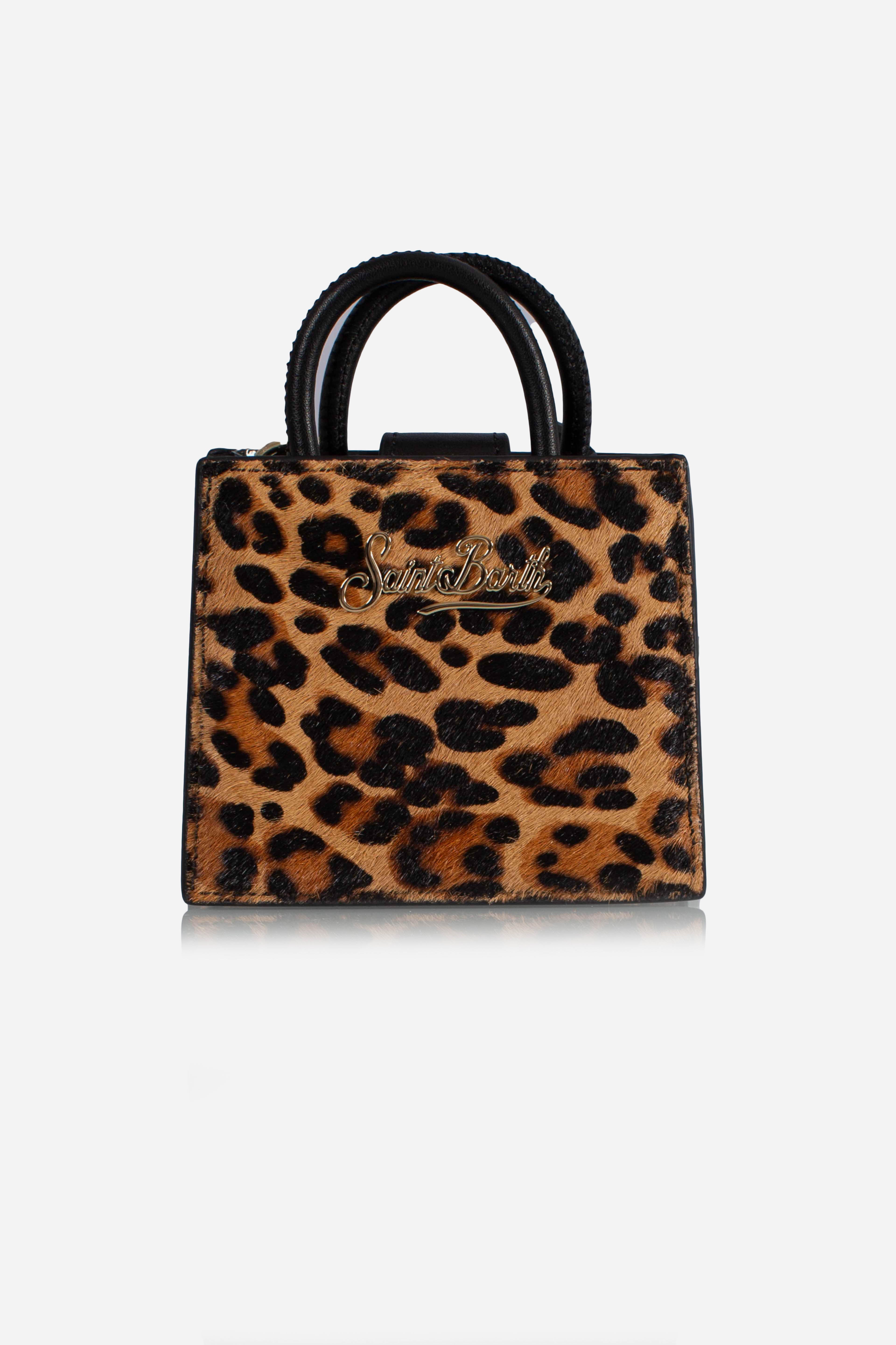 Shop bag micro in pelle e cavallino leopardato