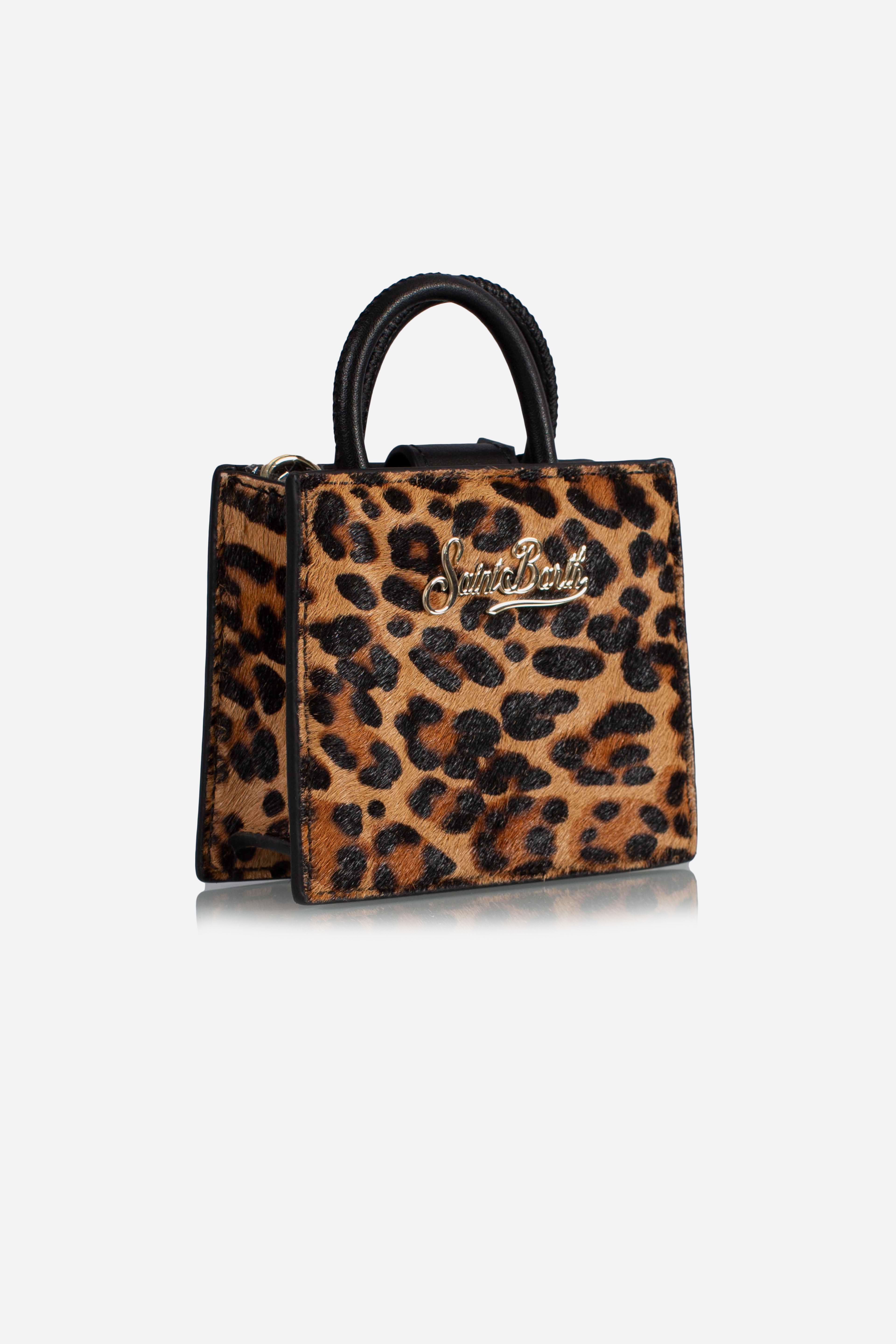 Shop bag micro in pelle e cavallino leopardato