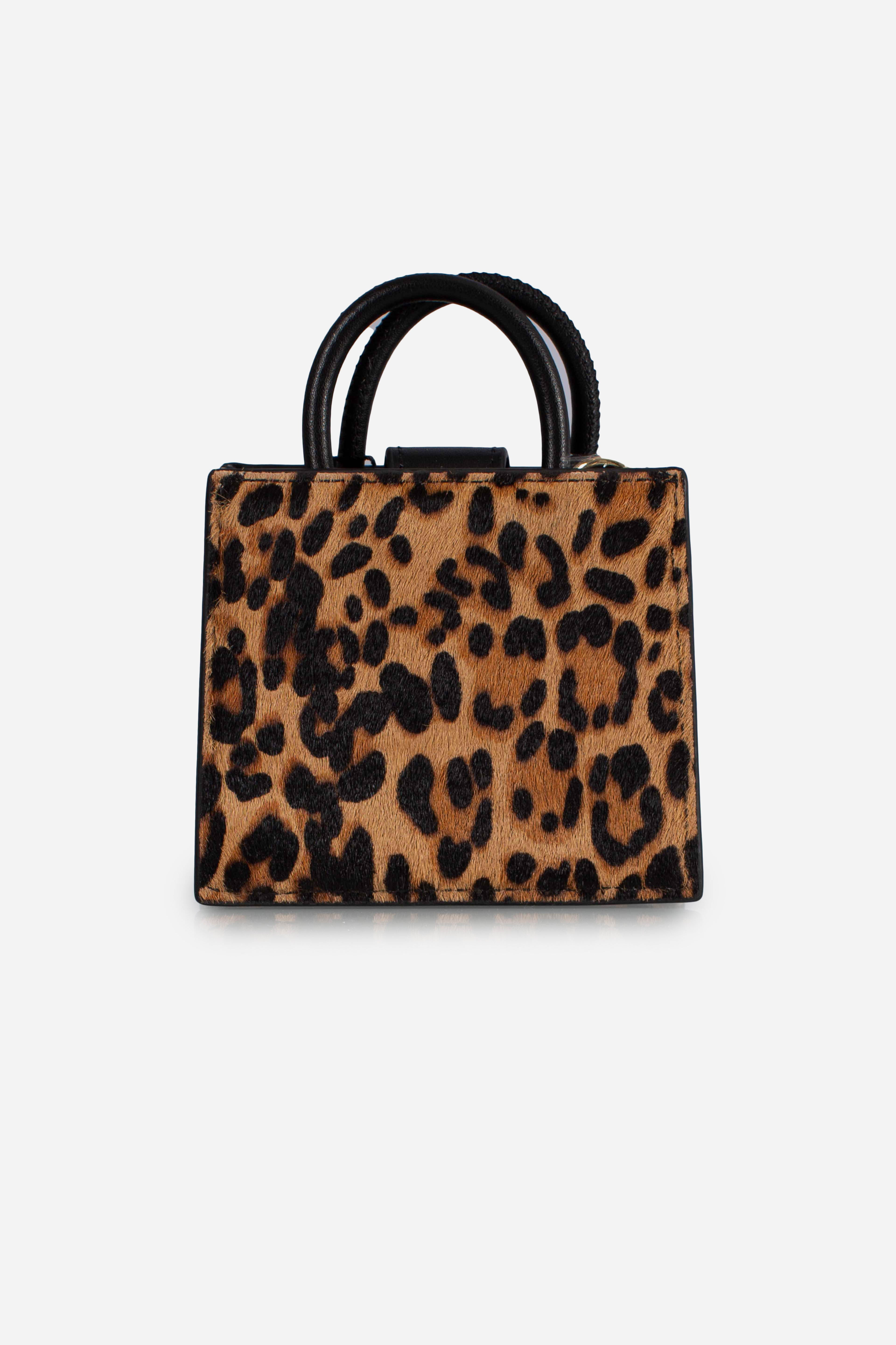 Shop bag micro in pelle e cavallino leopardato