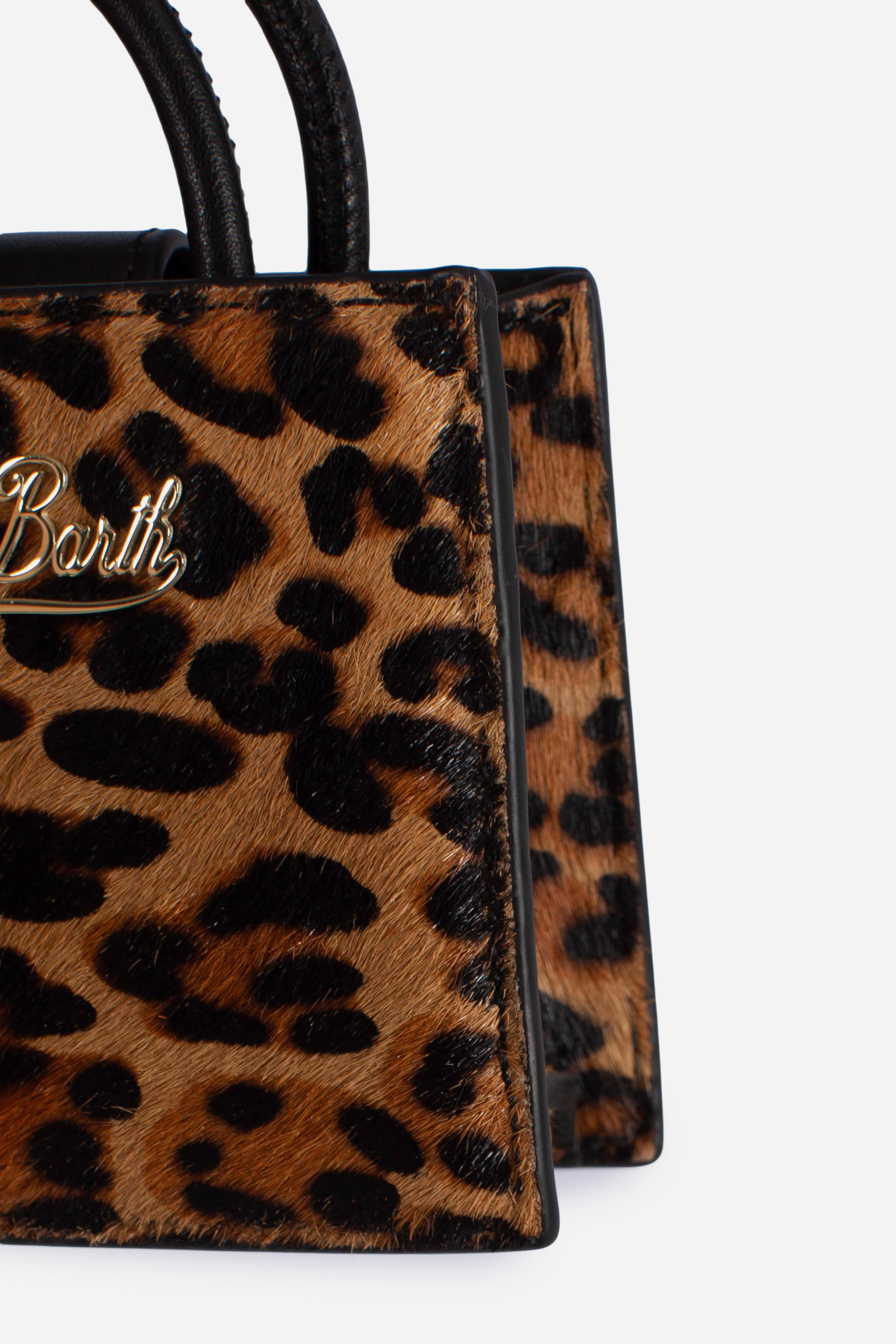 Shop bag micro in pelle e cavallino leopardato