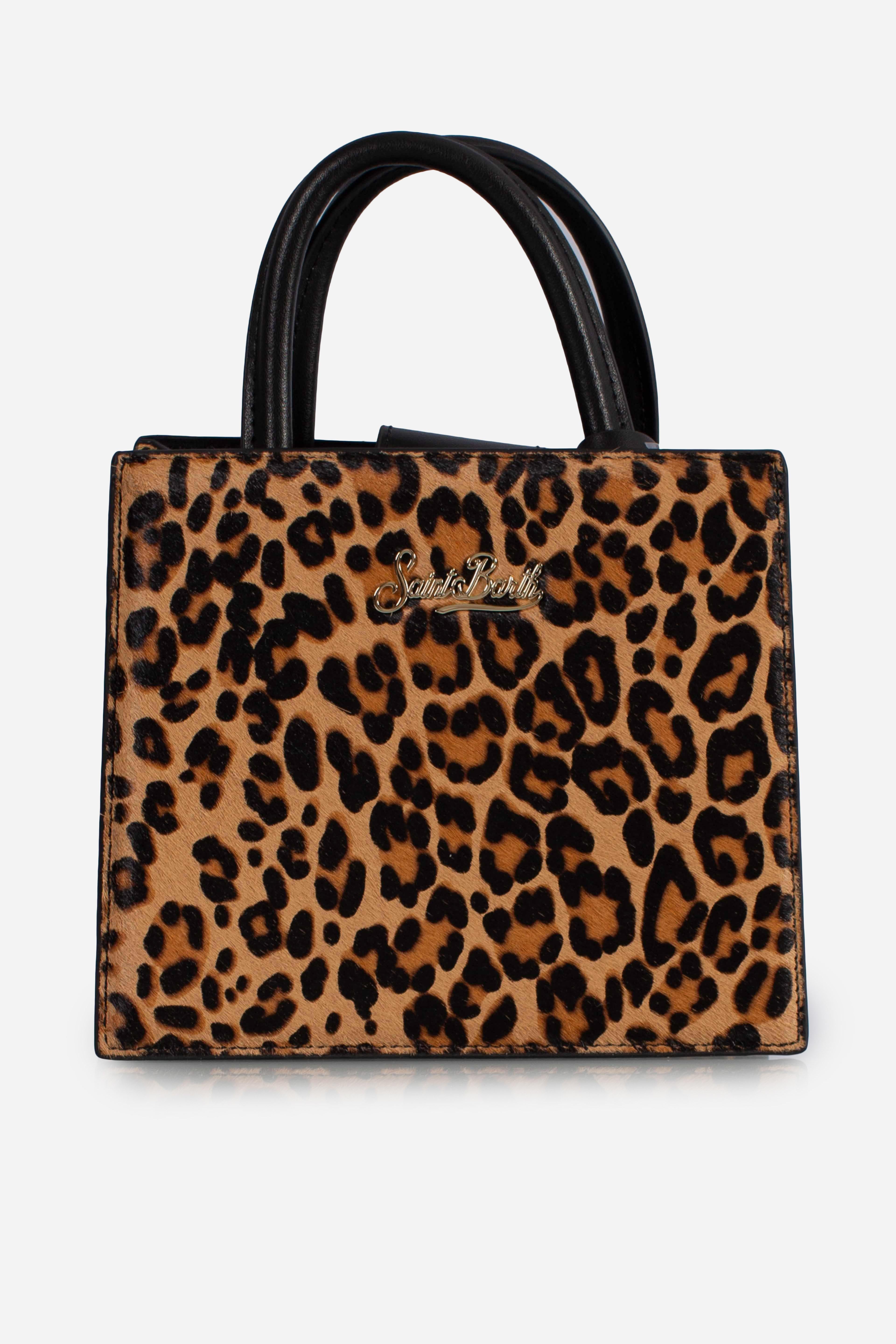 Shop Bag Mini in pelle e cavallino leopardato