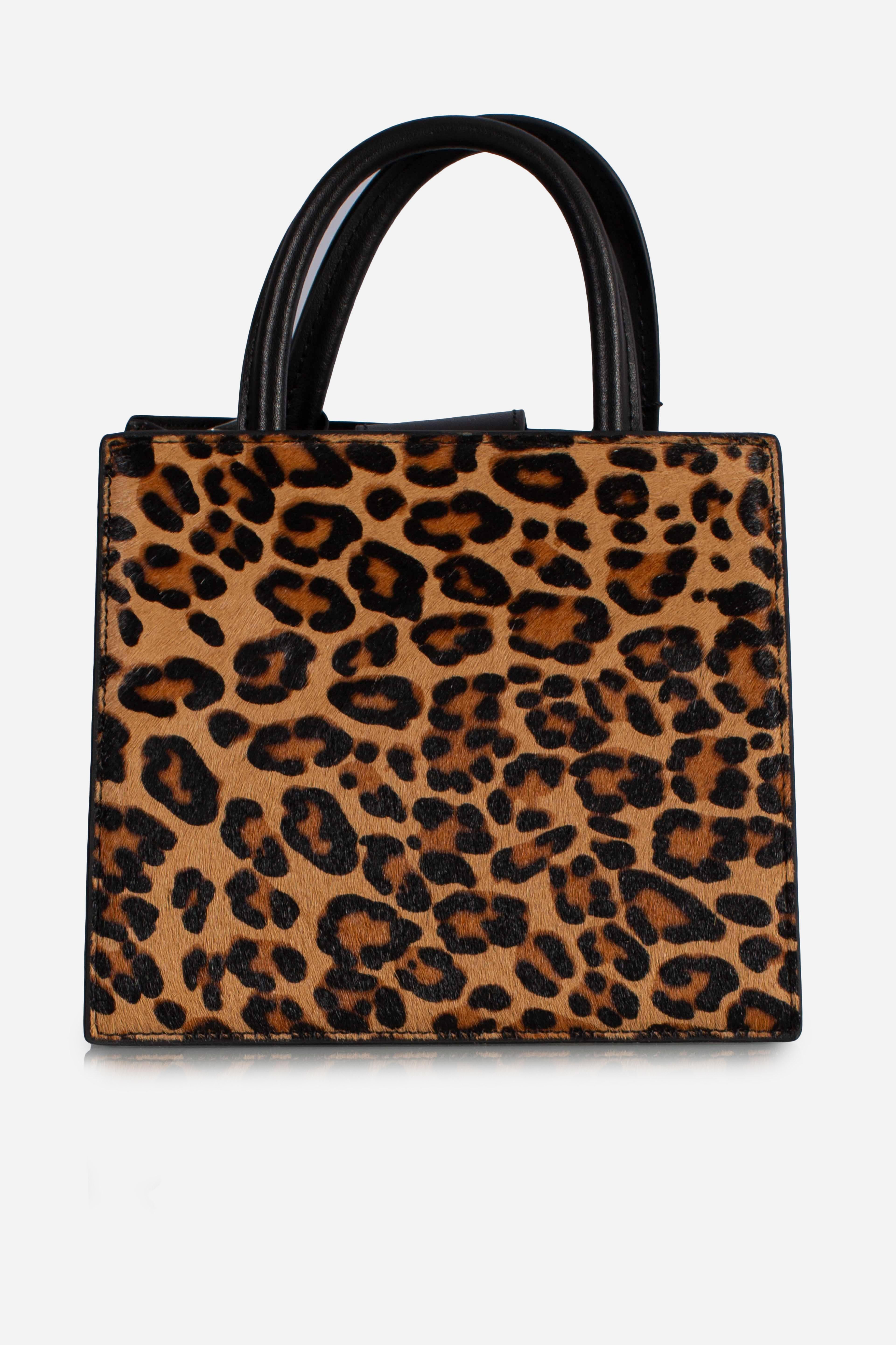 Shop Bag Mini in pelle e cavallino leopardato
