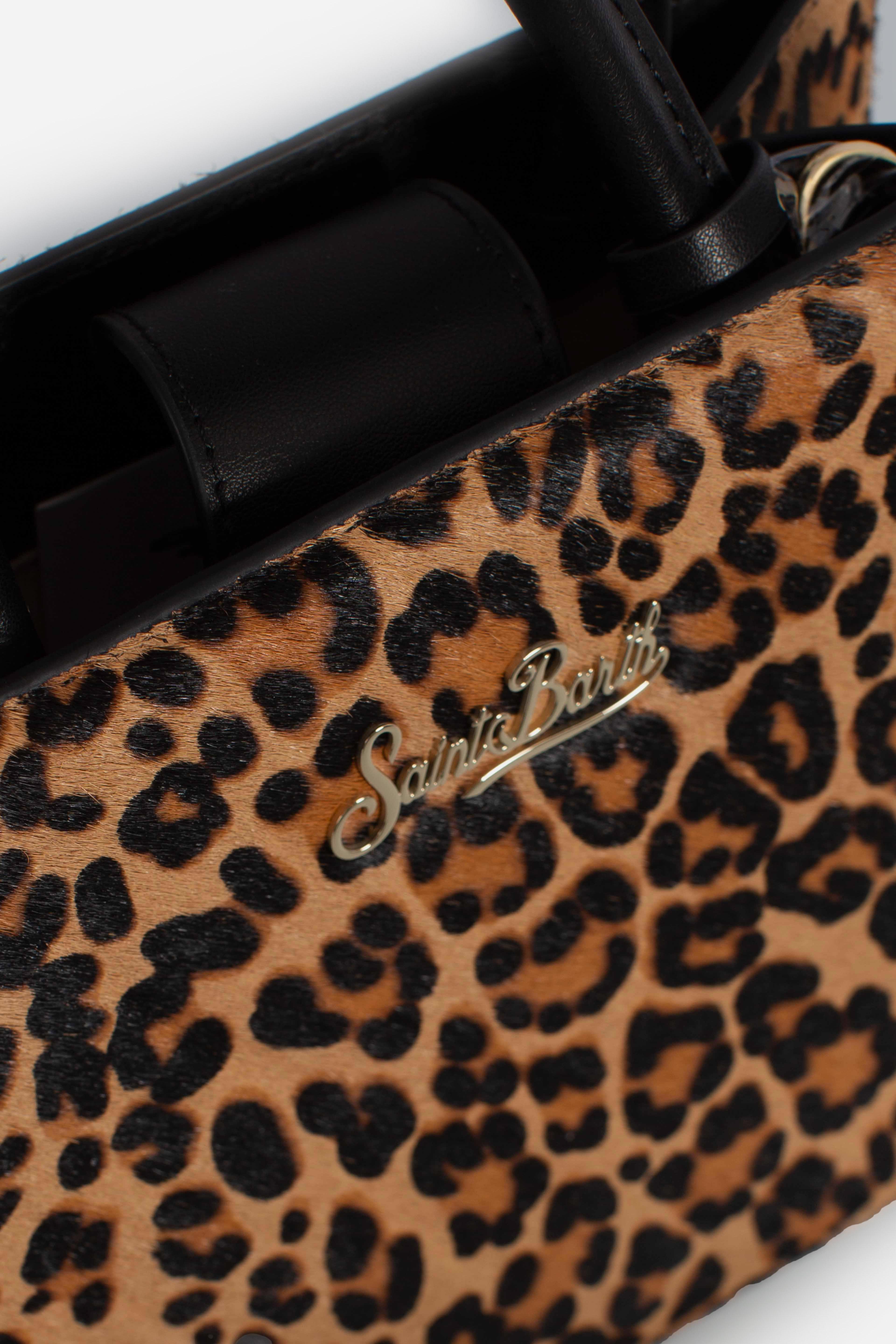 Shop Bag Mini in pelle e cavallino leopardato