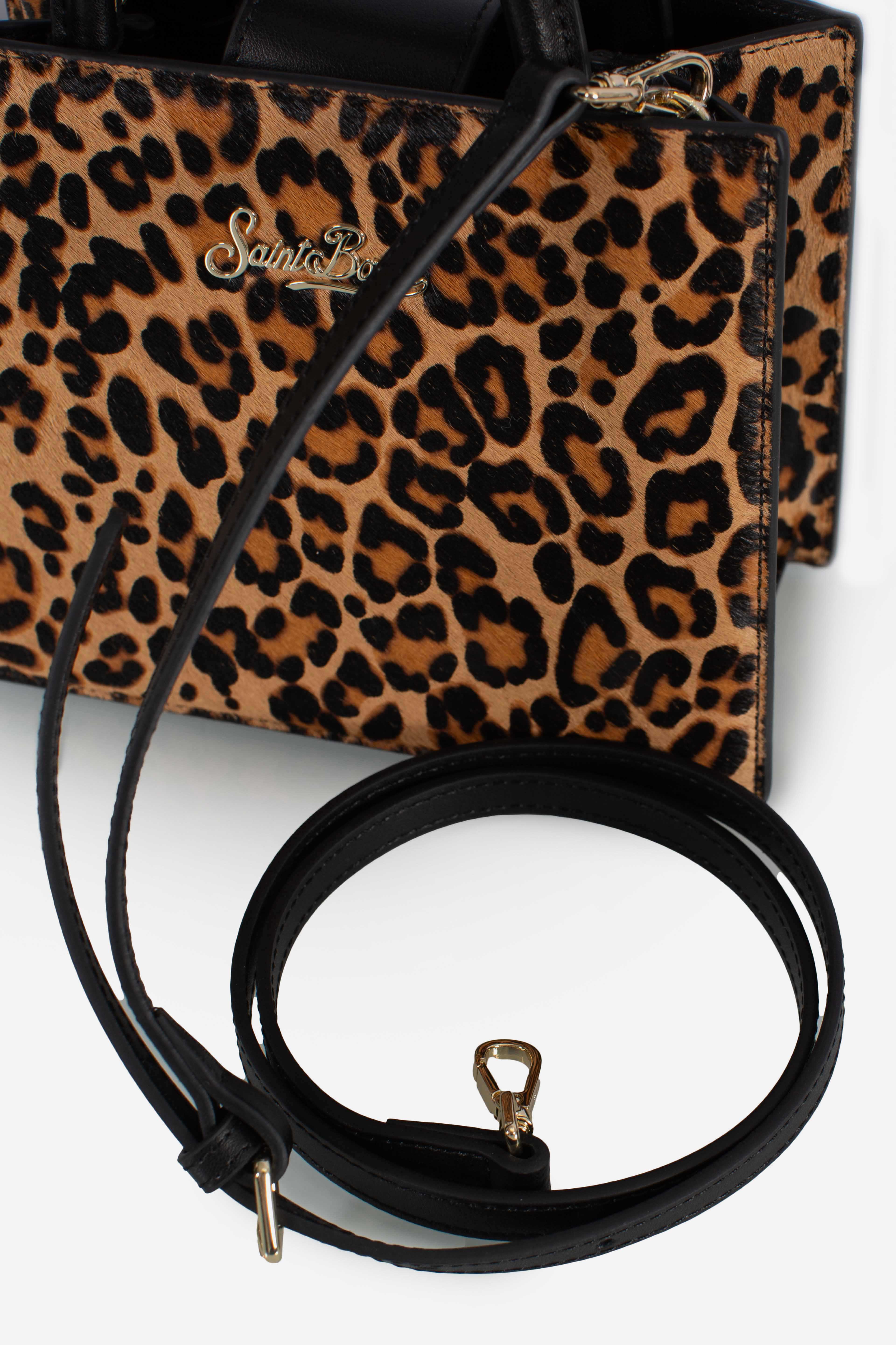 Shop Bag Mini in pelle e cavallino leopardato