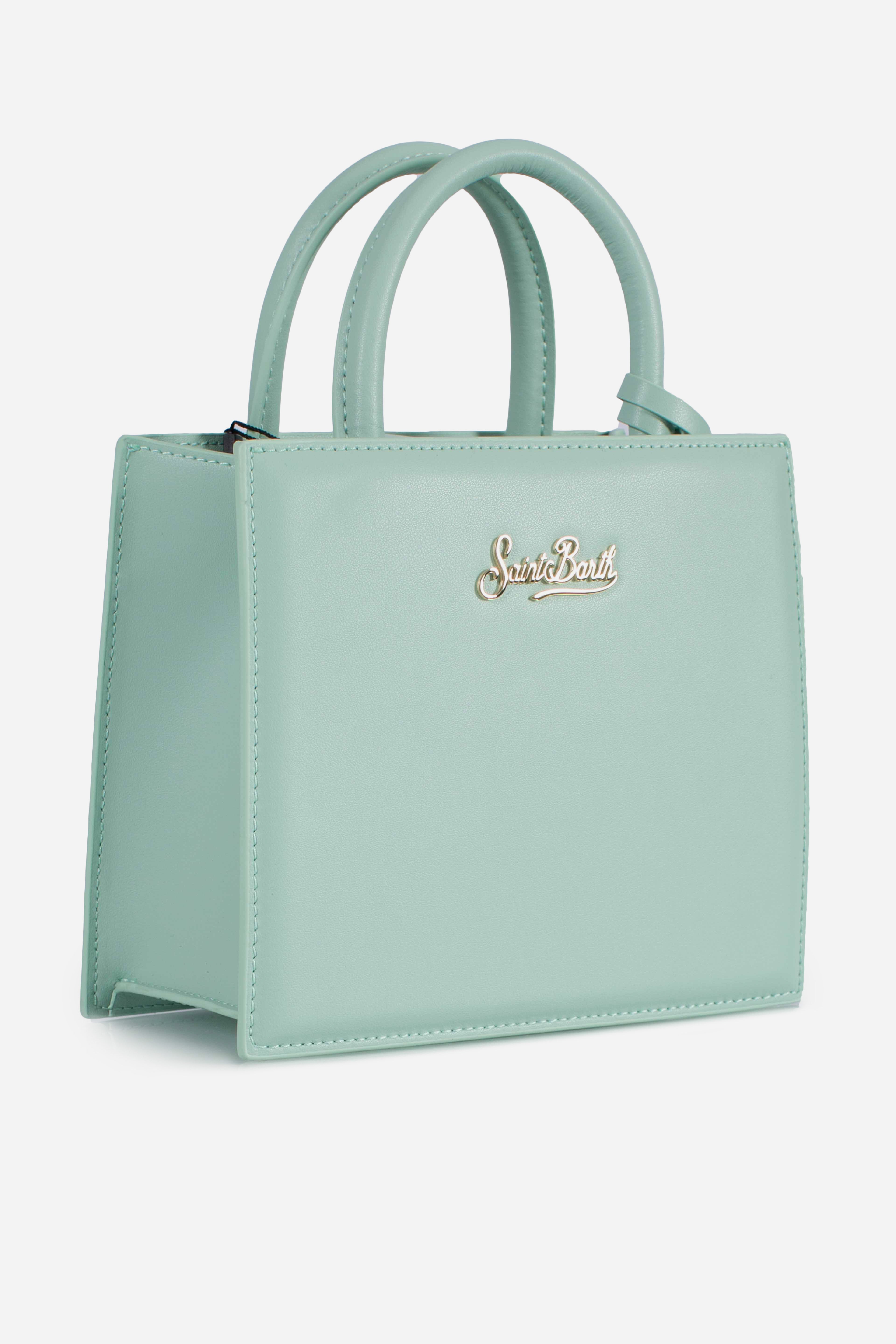 Shop bag mini leather verde acqua