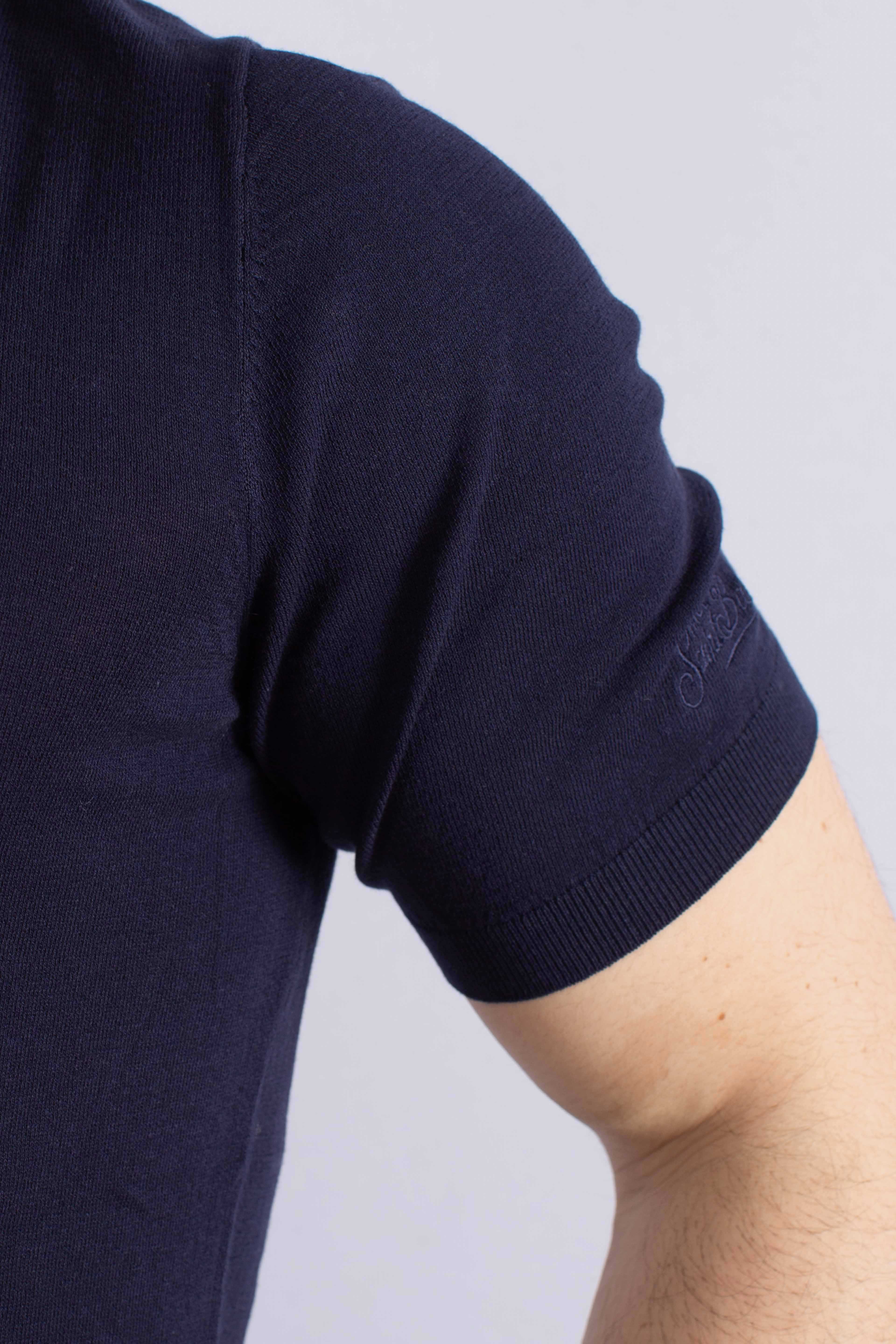 Polo Sloan senza bottoni in maglia blue navy