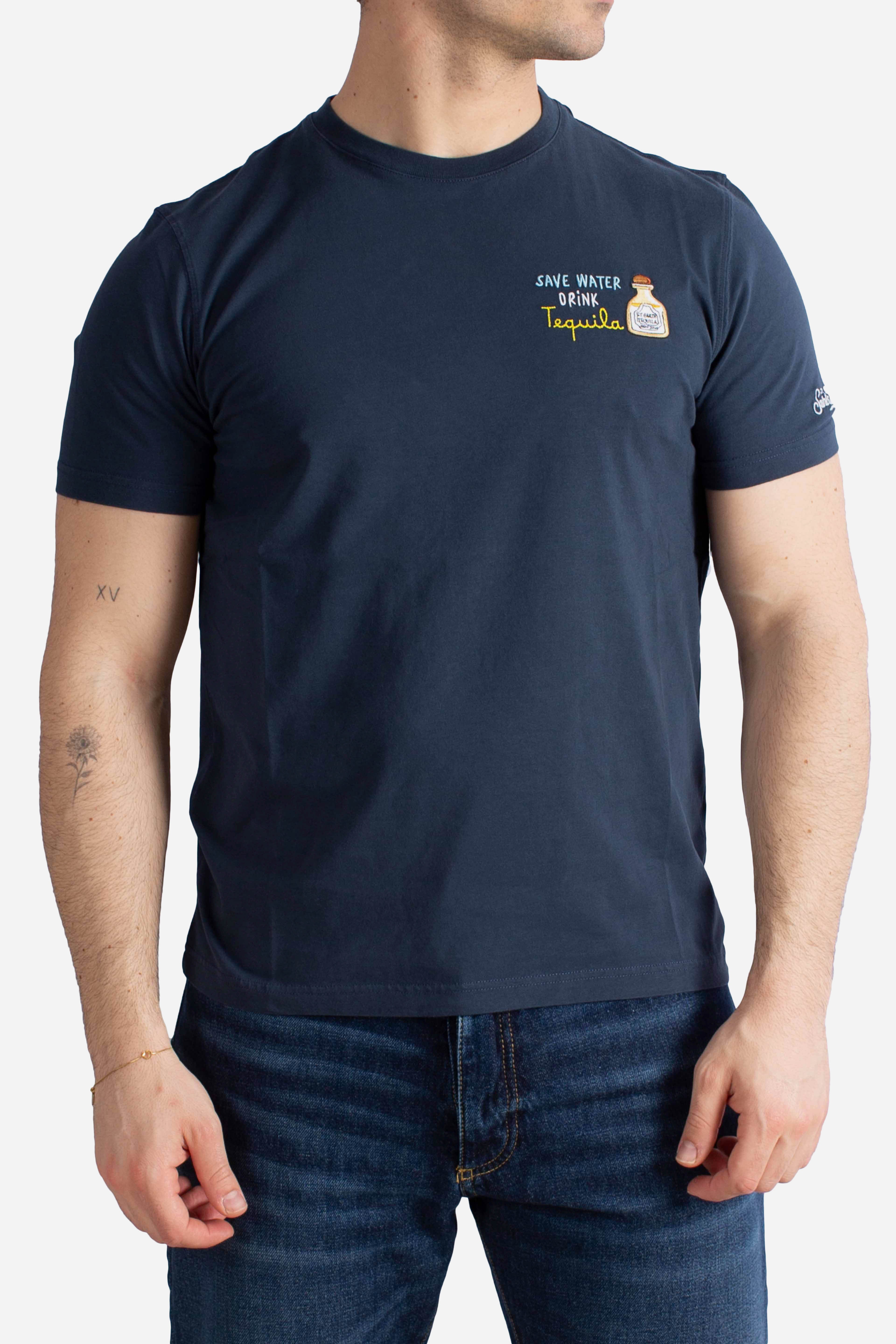 T-shirt Portofino save tequila drink blu