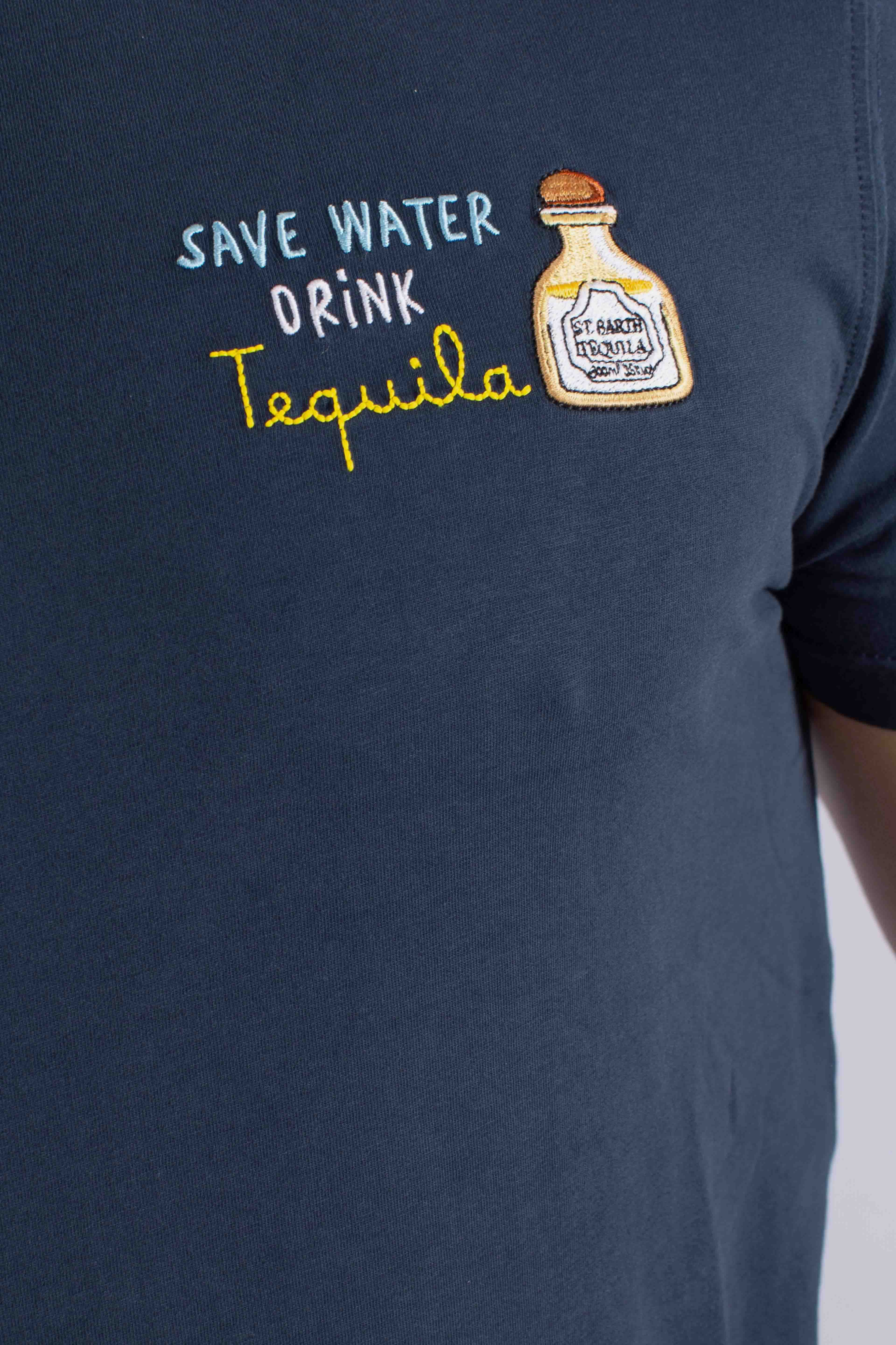 T-shirt Portofino save tequila drink blu