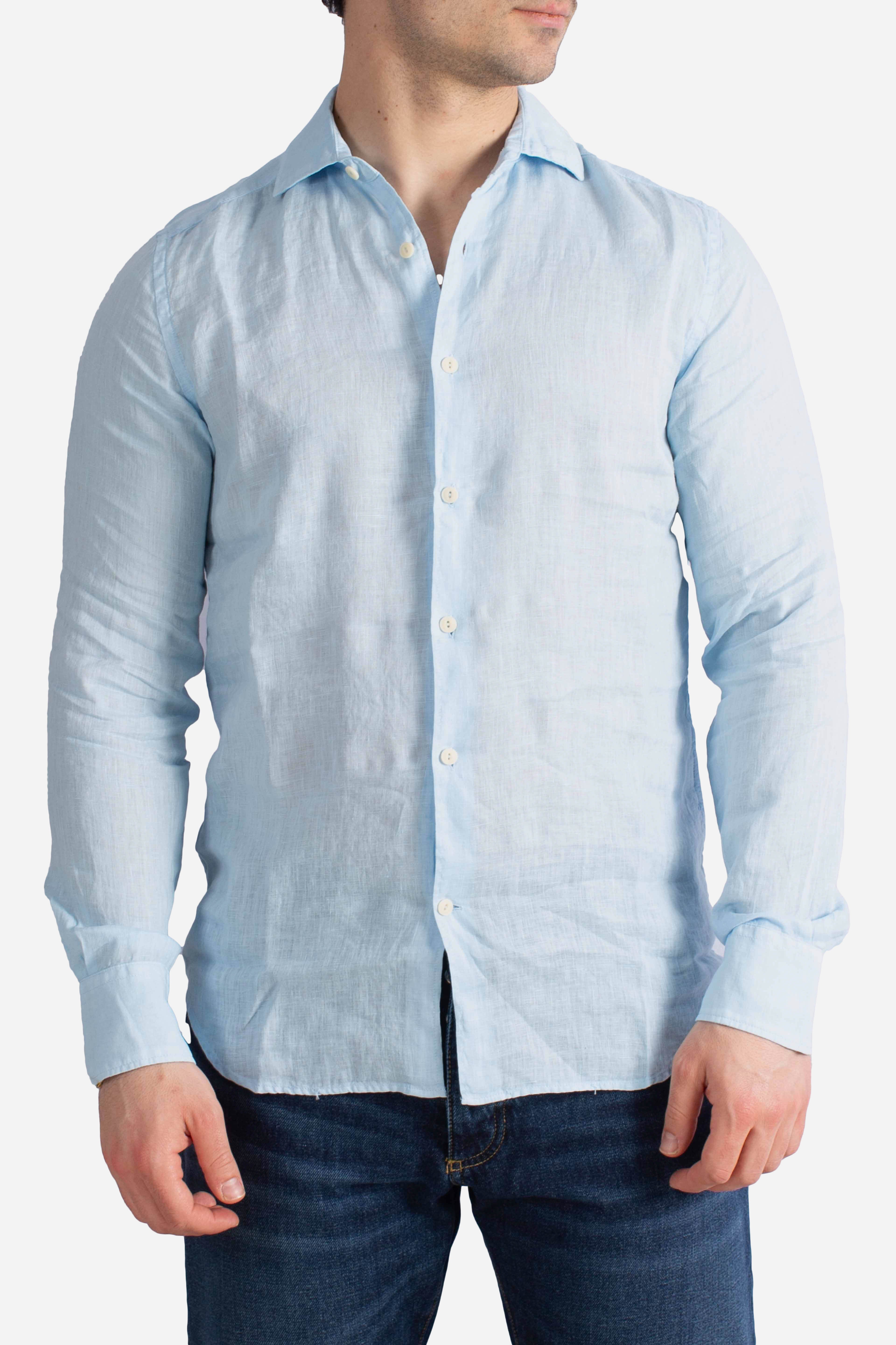 Camicia Pamplona in lino light blue