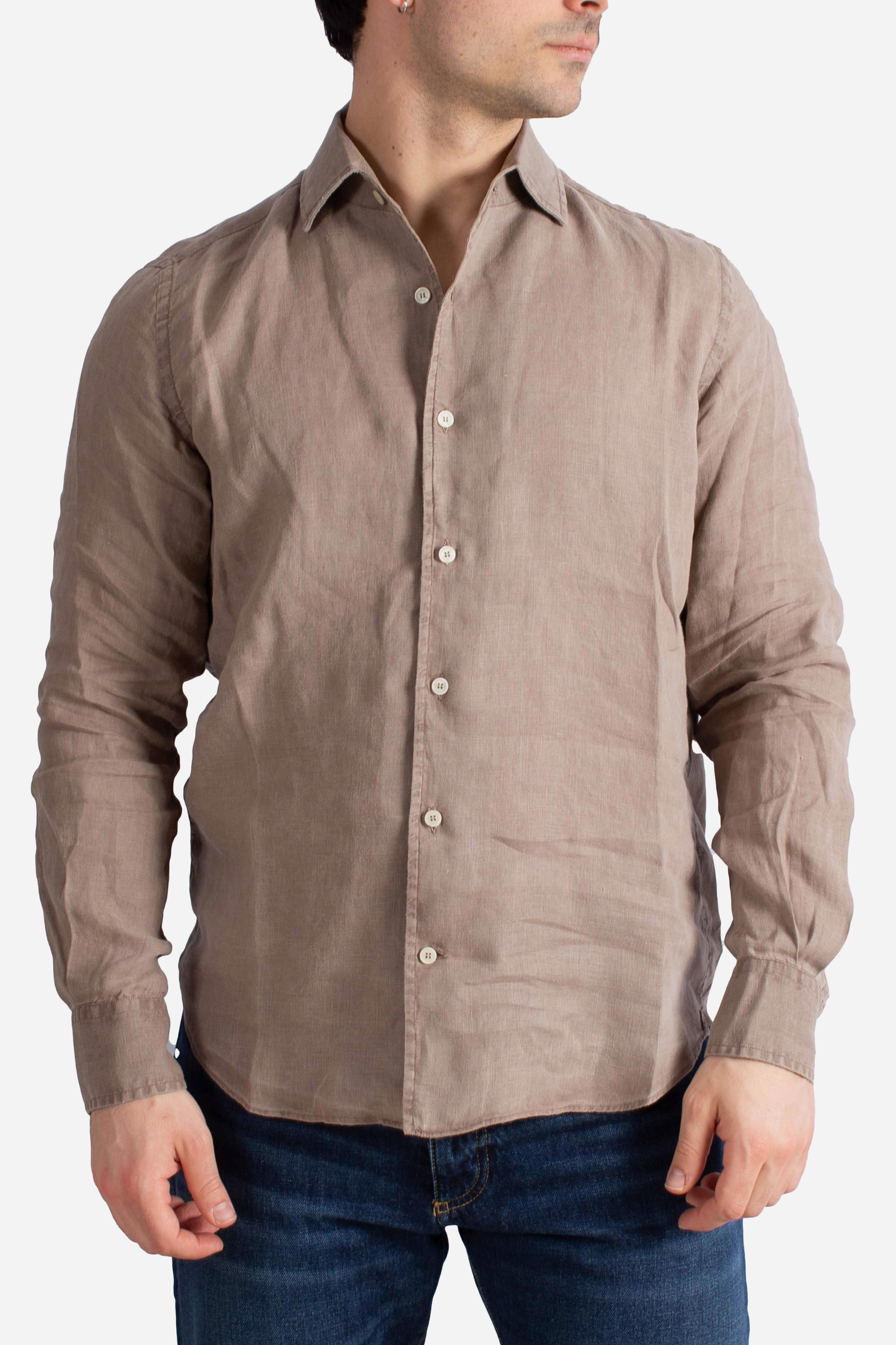 Camicia Raphael in lino vintage nocciola