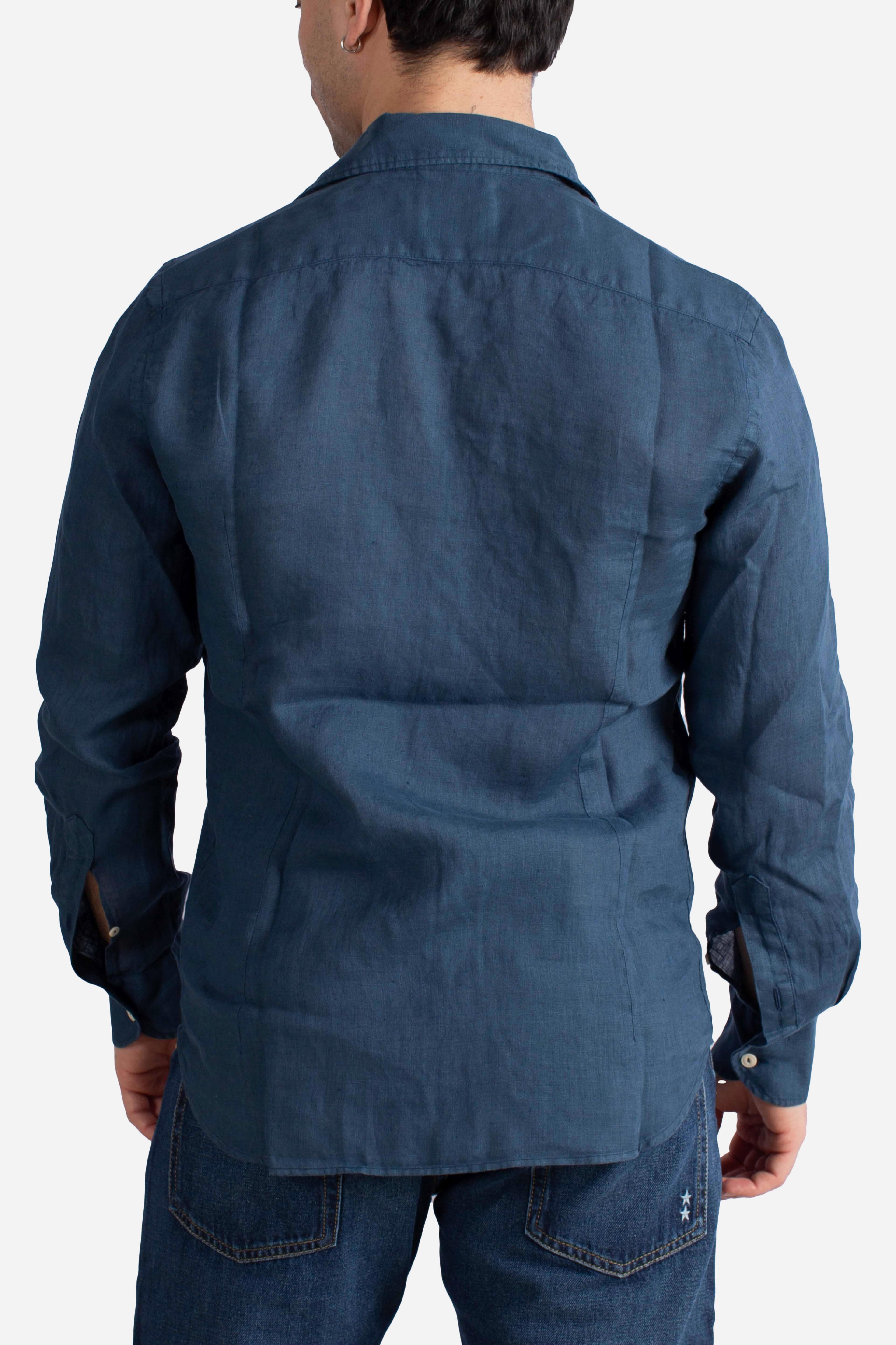 Camicia Pamplona in lino blue navy