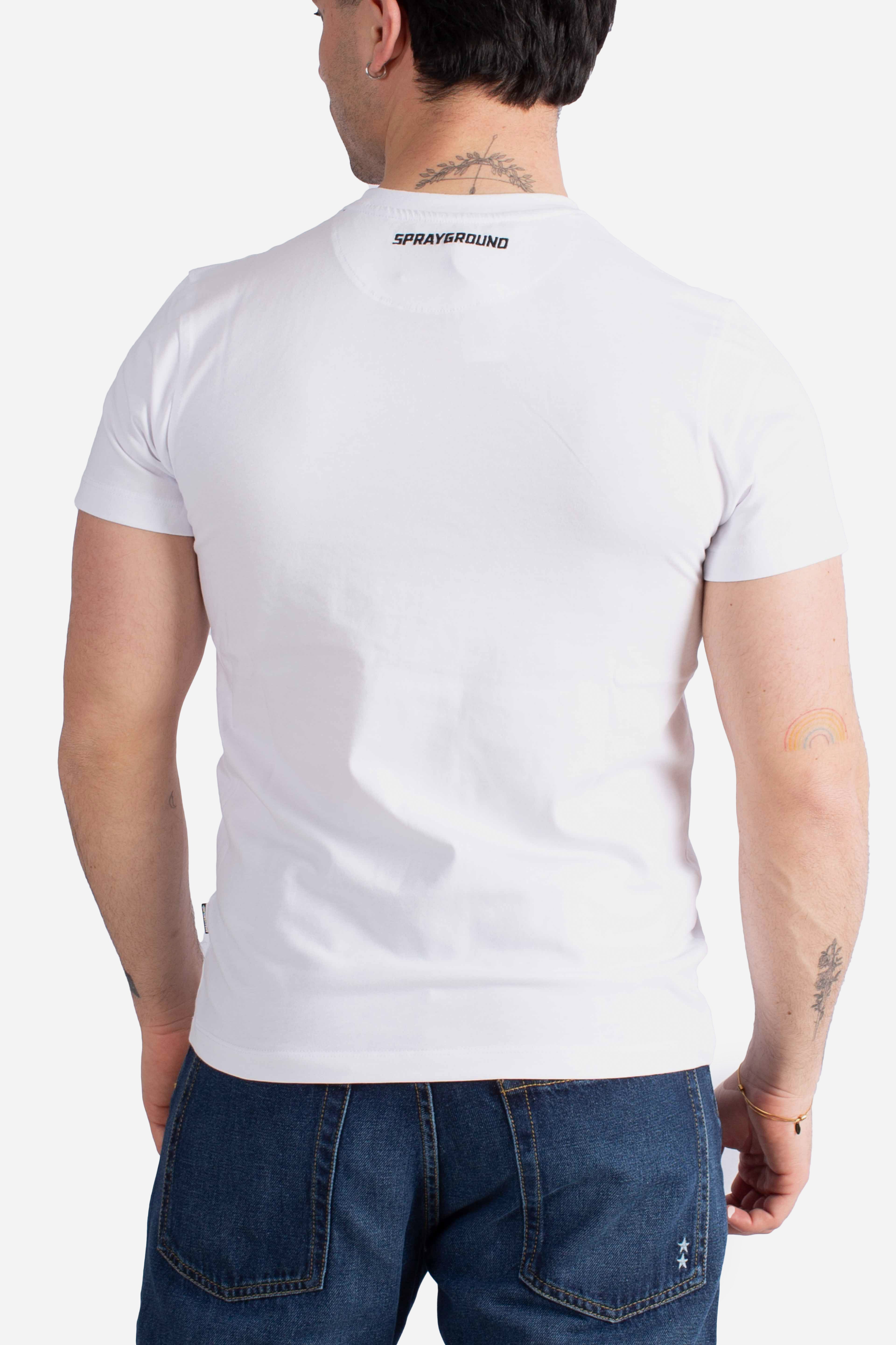 T-shirt scribble embroidery shark reg white